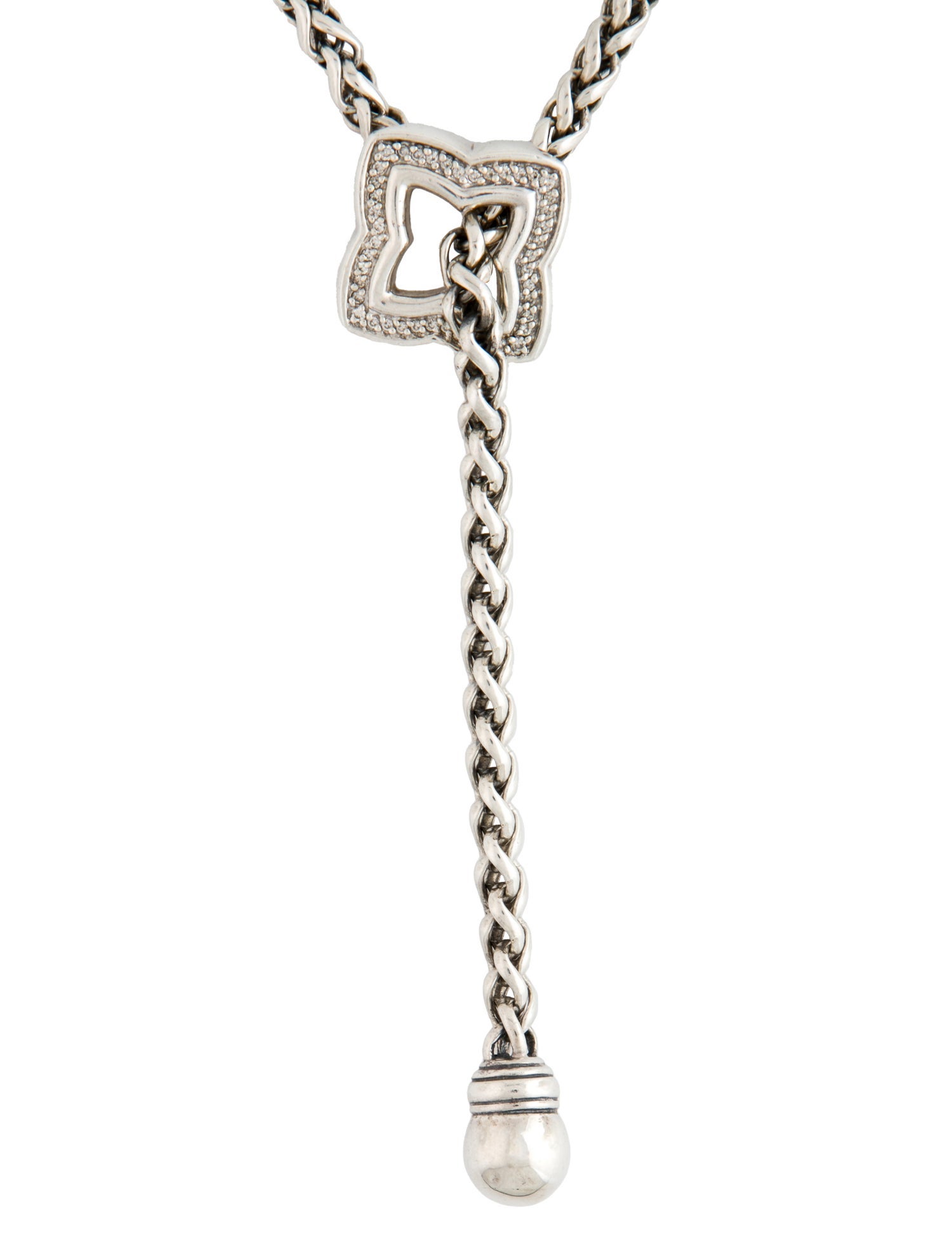 David Yurman Diamond Quatrefoil Lariat Necklace