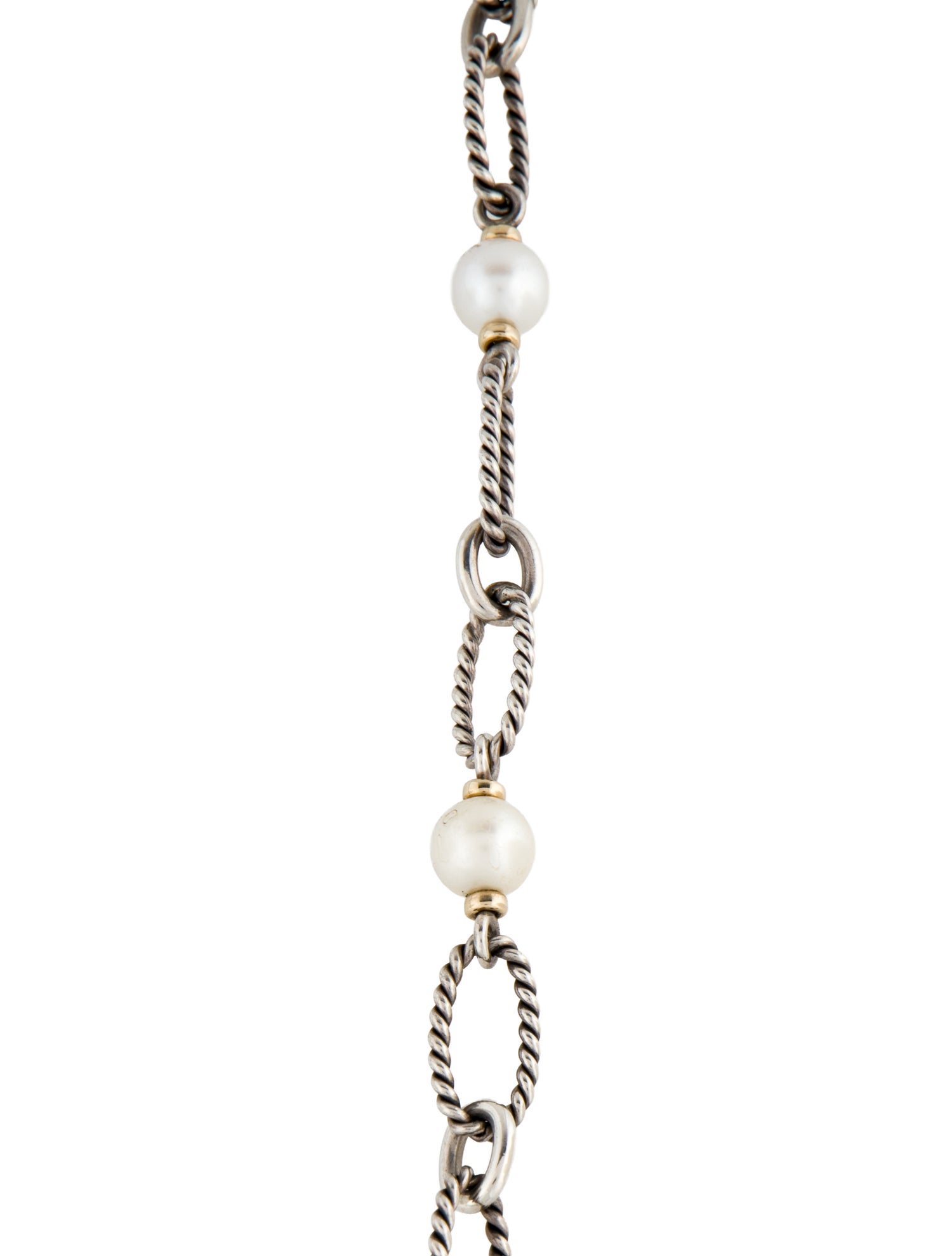 David Yurman Two-Tone Pearl Figaro Station Necklace
