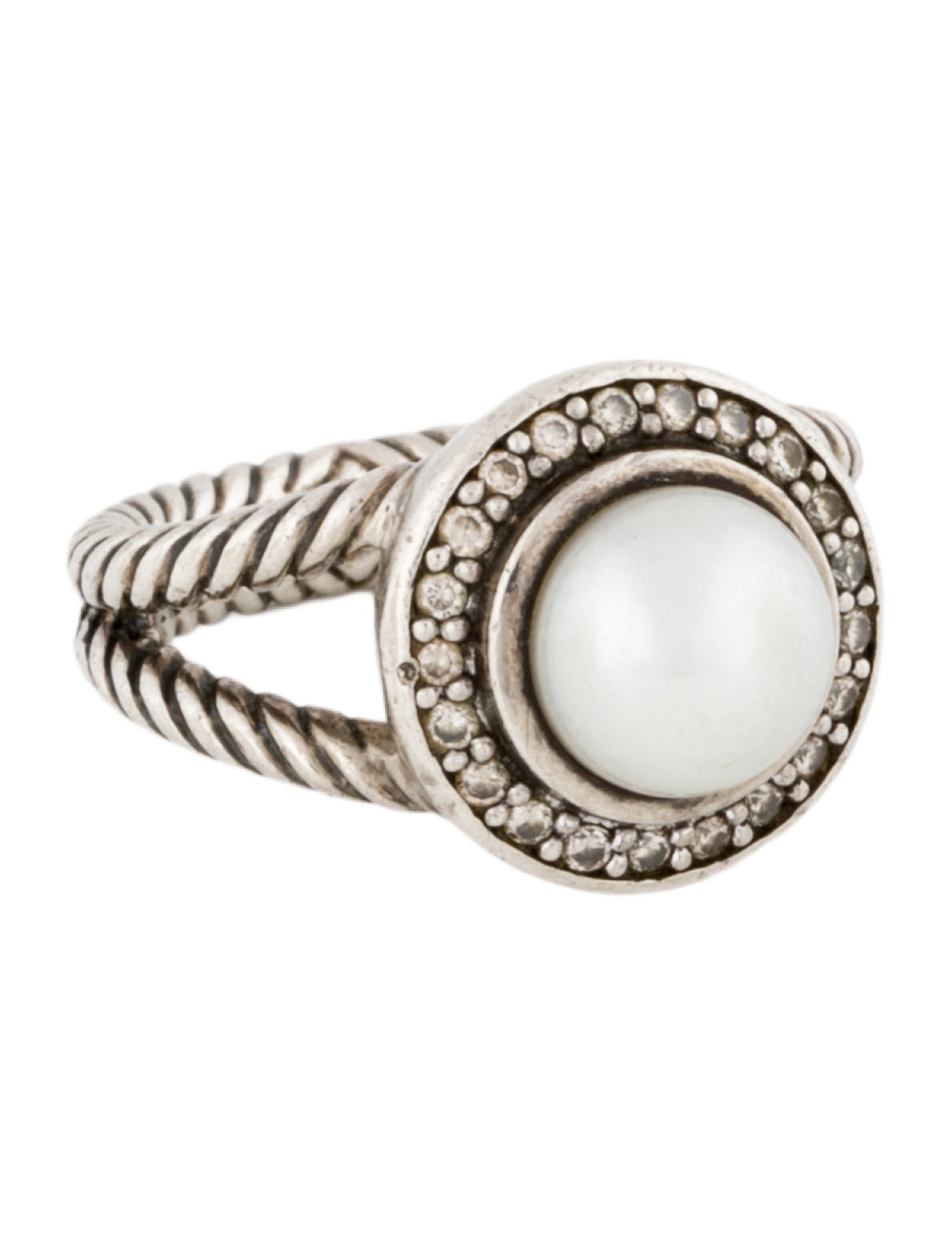 David Yurman Cultured Pearl & Diamond Petite Cerise Ring