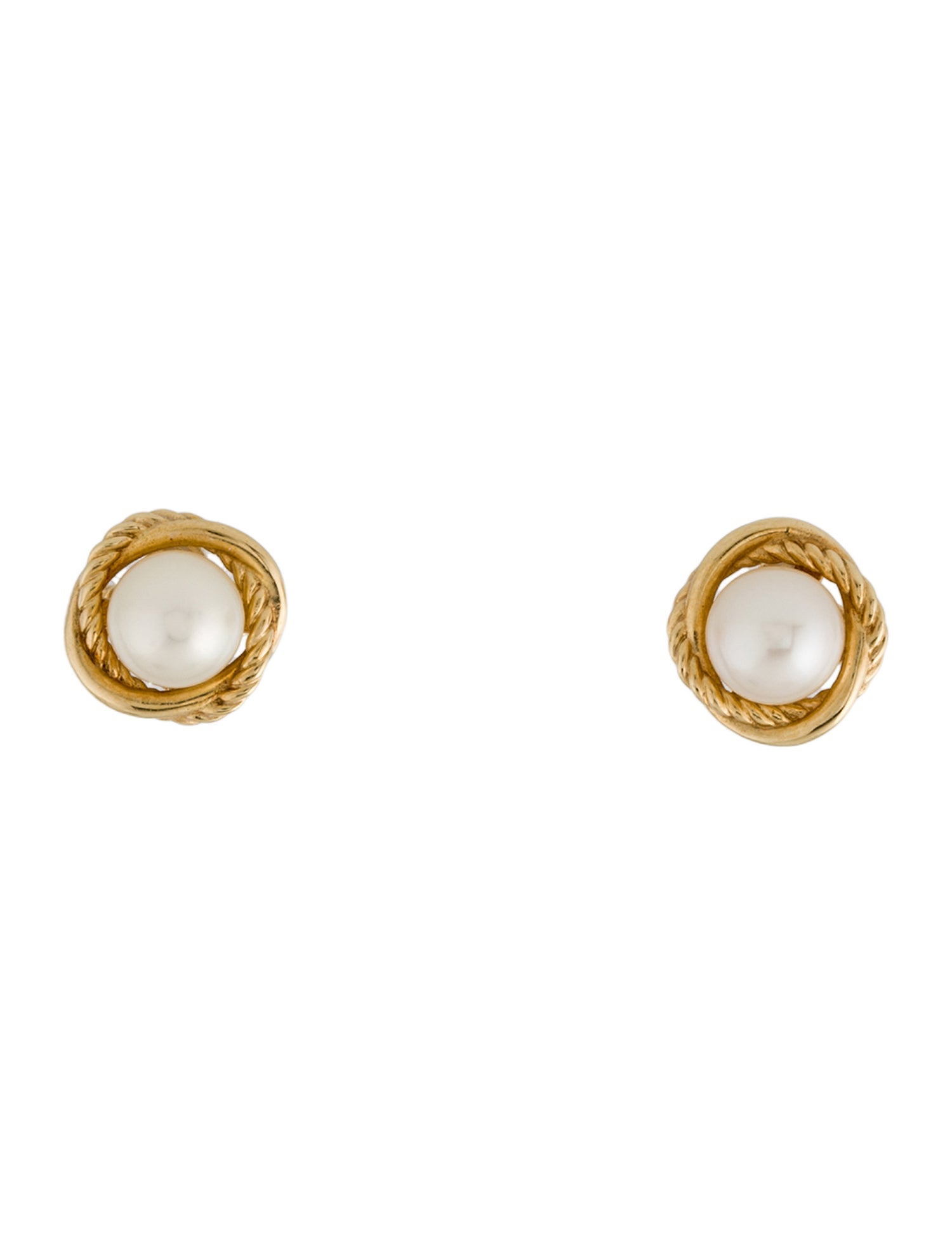 David Yurman 18K Pearl Crossover Infinity Stud Earrings