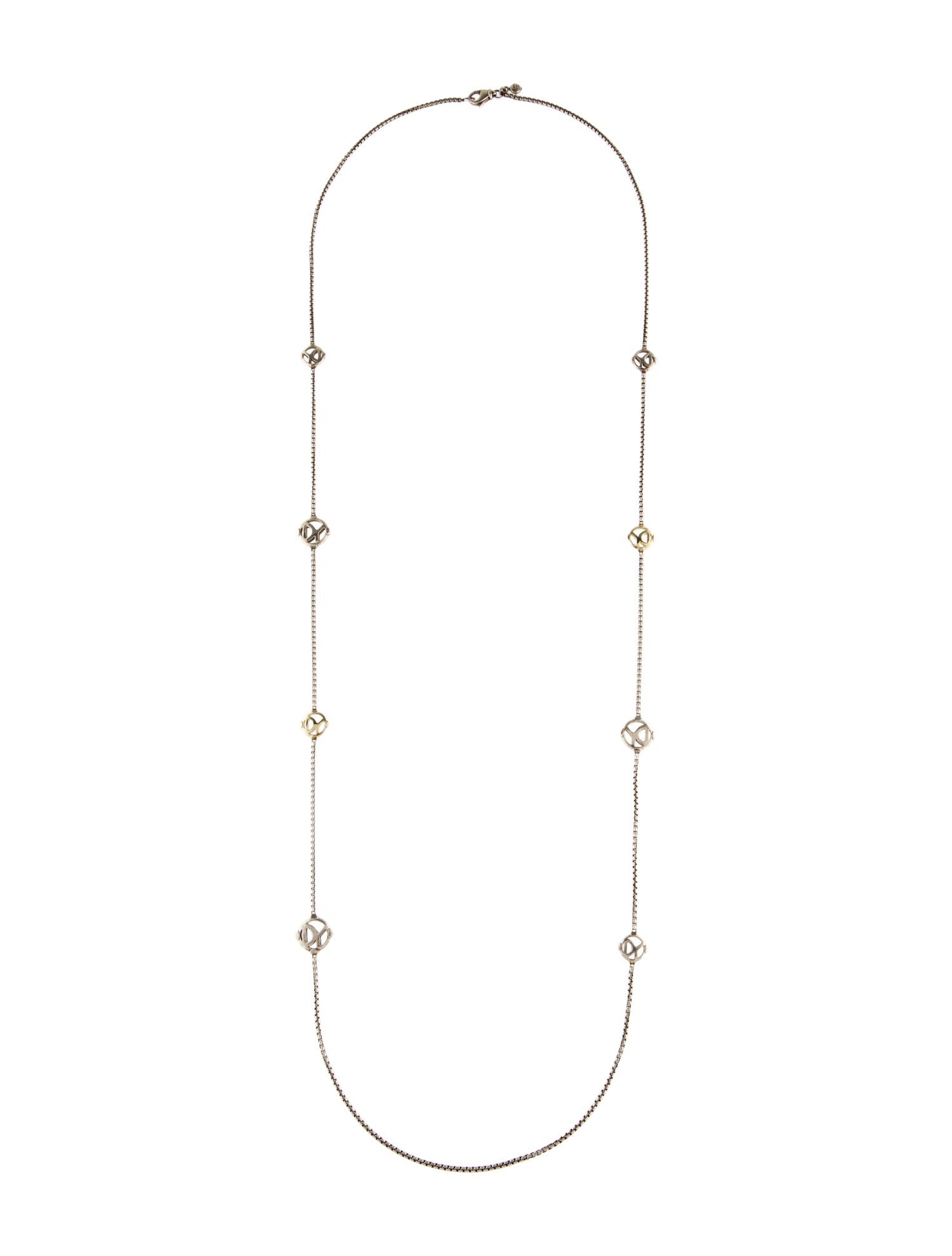 David Yurman Two-Tone Logo Station Necklace