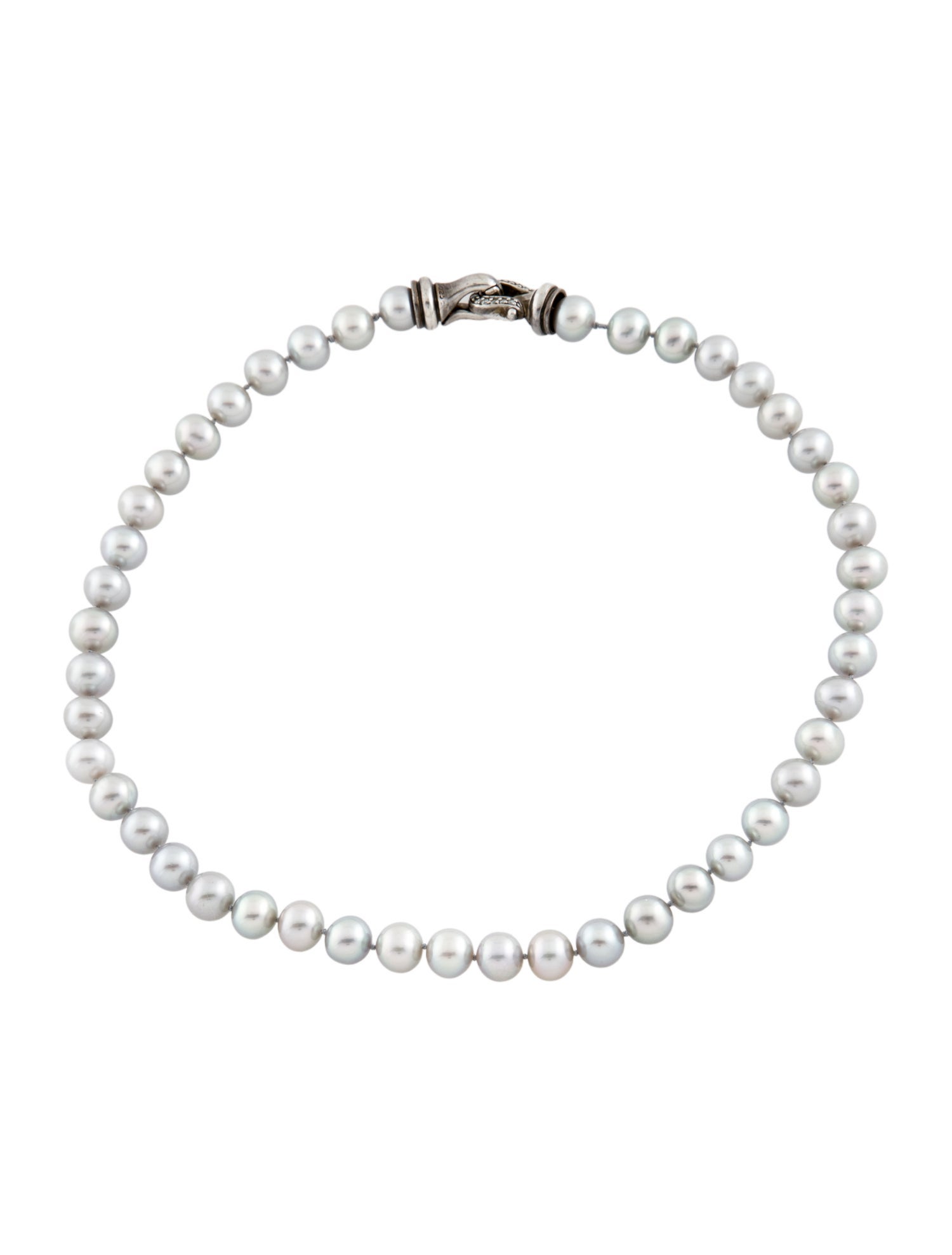 David Yurman Diamond & Pearl Strand Necklace