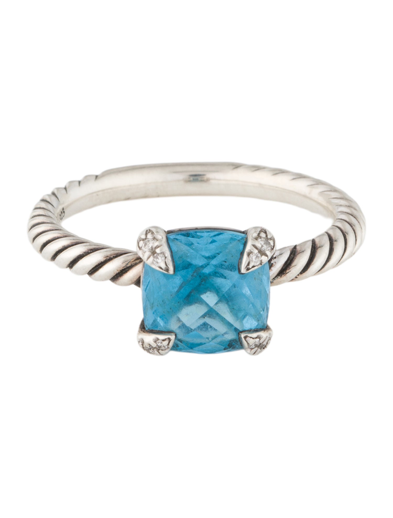 David Yurman Topaz & Diamond Chatelaine Cocktail Ring