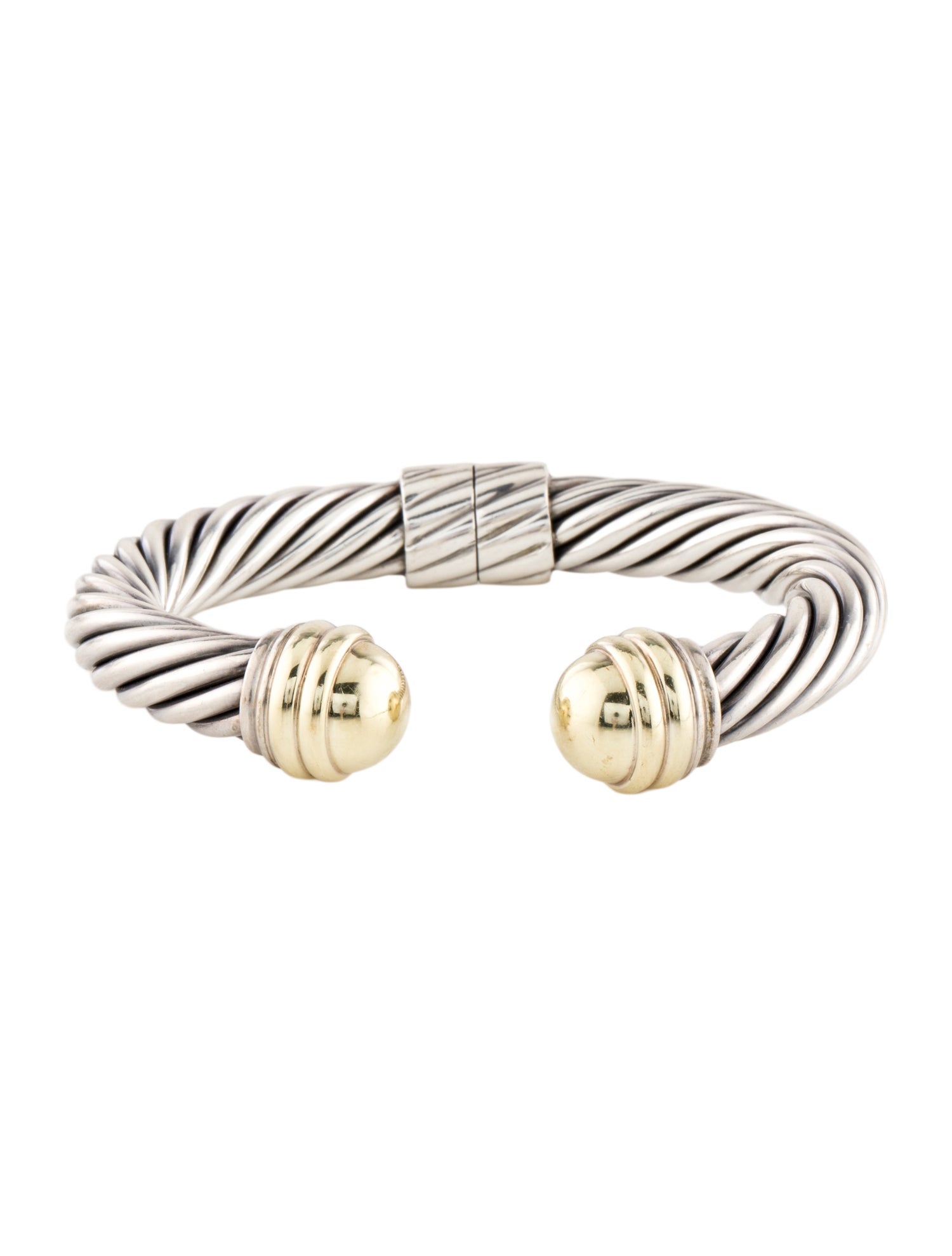 David Yurman Two-Tone Dome Cable Classic Hinged Cuff Bracelet”