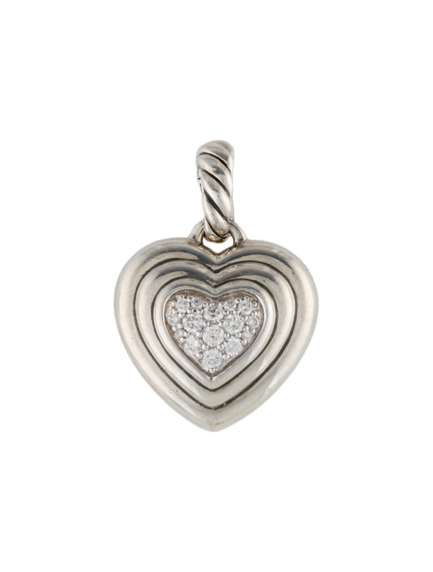 David Yurman Diamond Sculpted Cable Heart Pendant