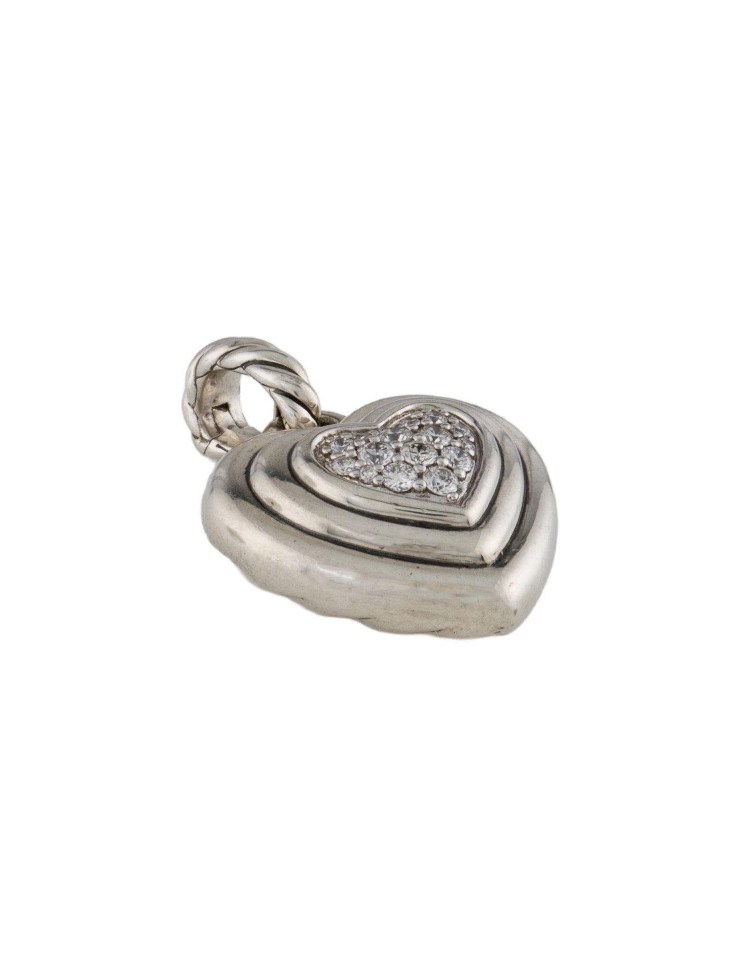 David Yurman Diamond Sculpted Cable Heart Pendant