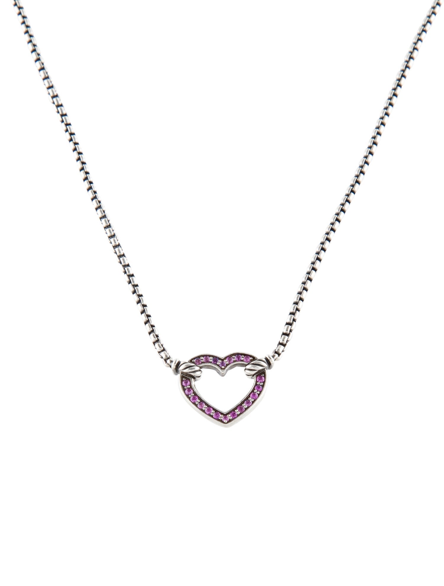 David Yurman Sapphire Cable Heart Pendant Necklace