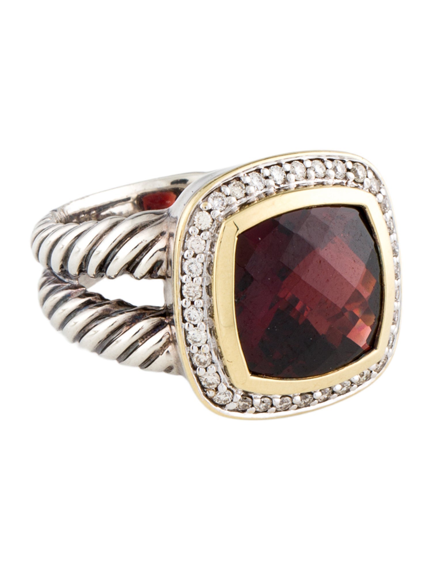 David Yurman Garnet & Diamond Albion Cocktail Ring
