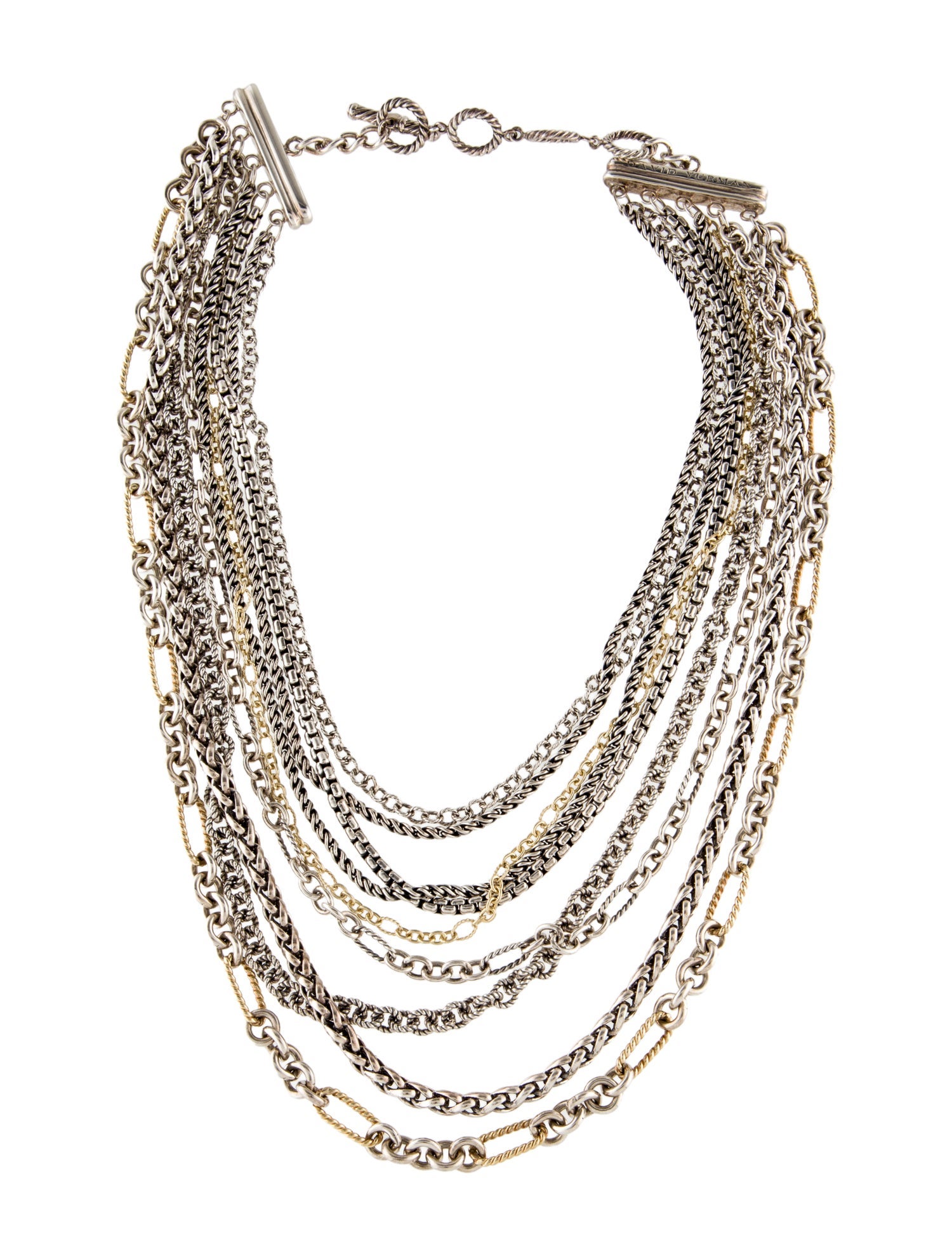 David Yurman Two-Tone Figaro Multi-Strand Necklace