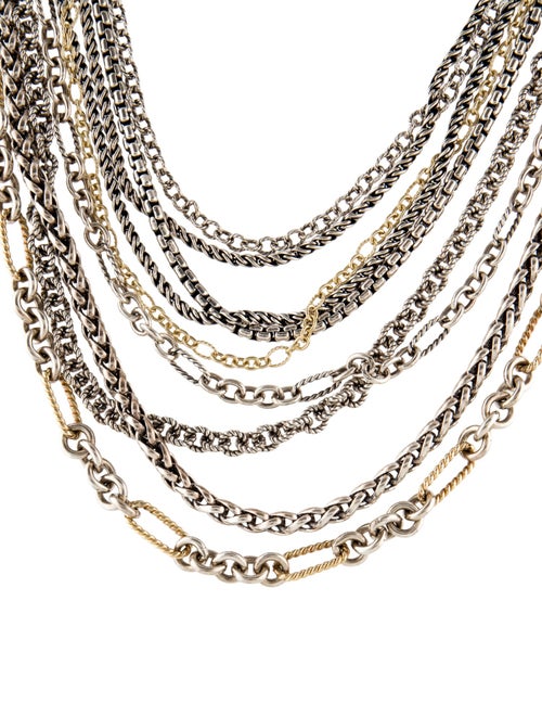 David Yurman Two-Tone Figaro Multi-Strand Necklace