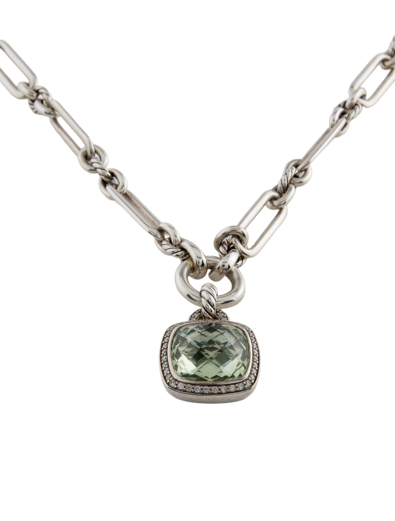 David Yurman Prasiolite & Diamond Albion Enhancer Pendant Necklace