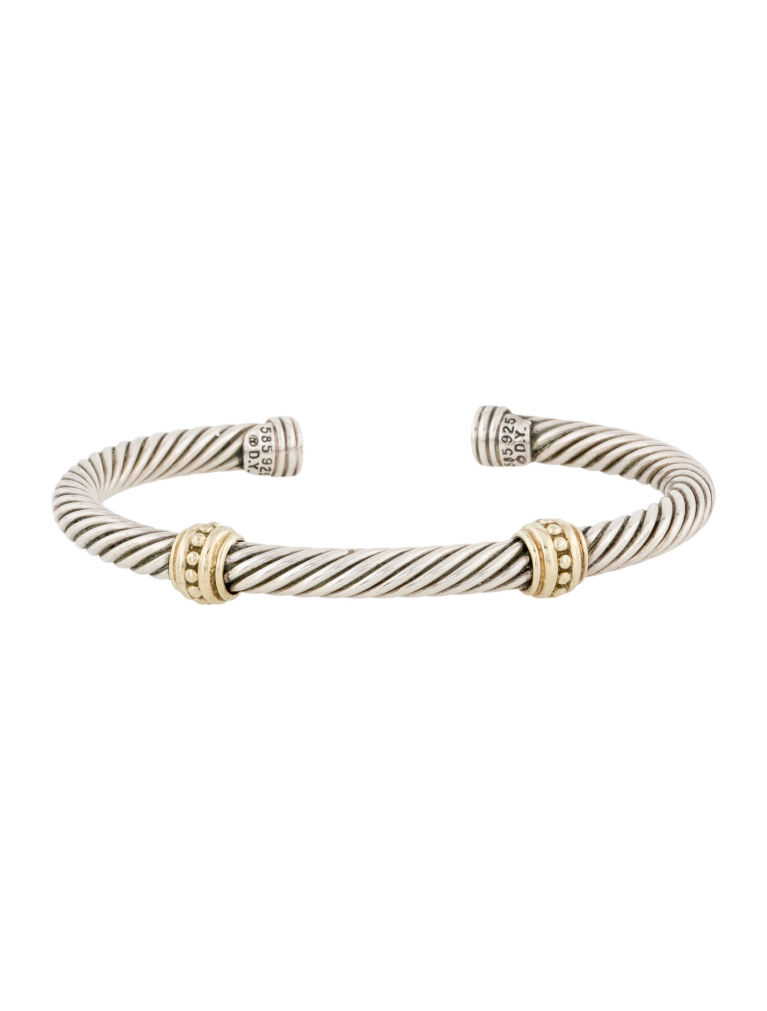David Yurman Two-Tone Cable Classic Two Station Cuff Bracelet