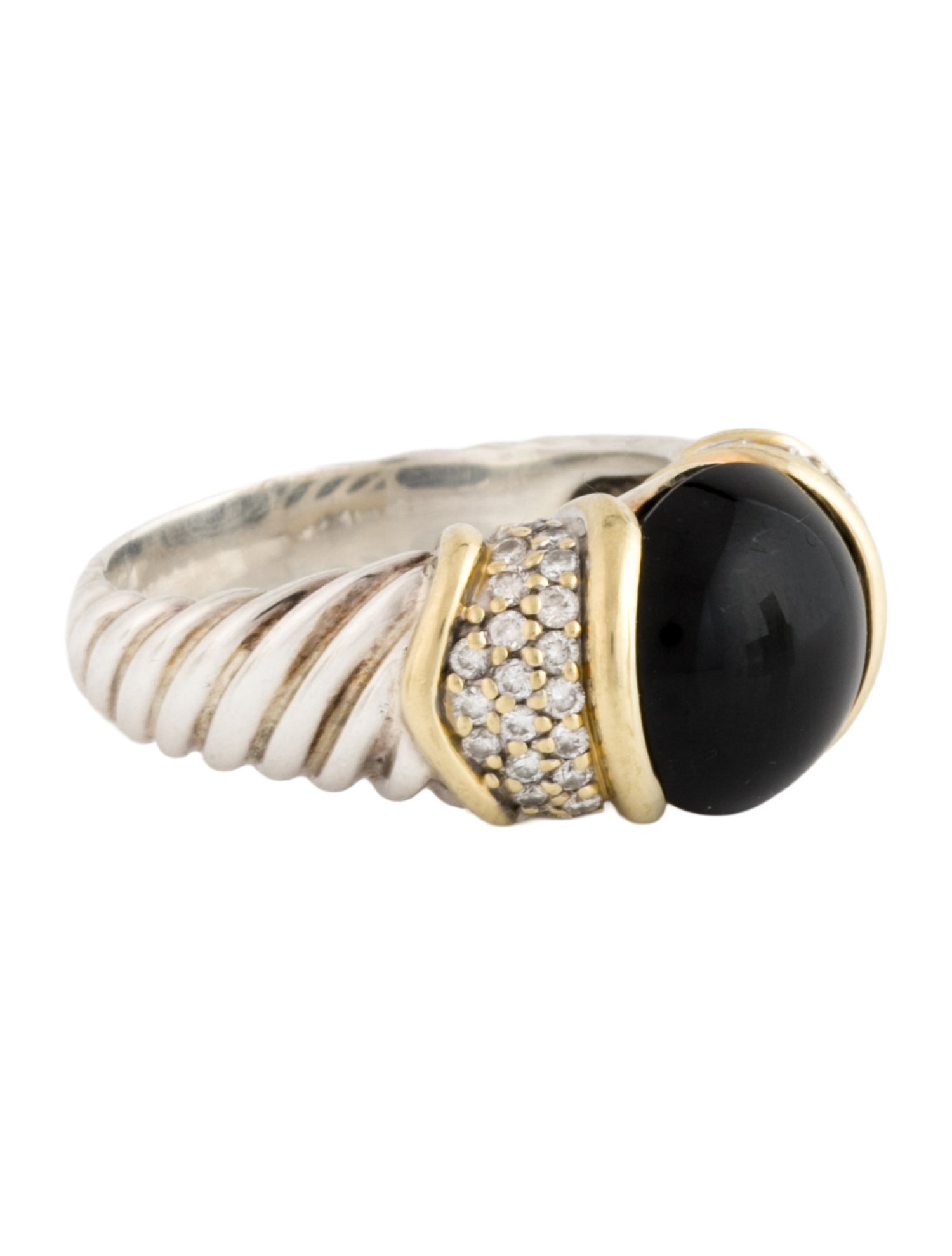 David Yurman Onyx & Diamond Capri Cocktail Ring