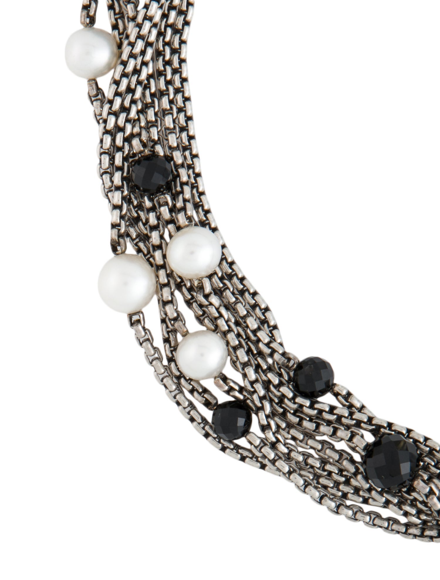 David Yurman Pearl & Onyx Multistrand Torsade Necklace