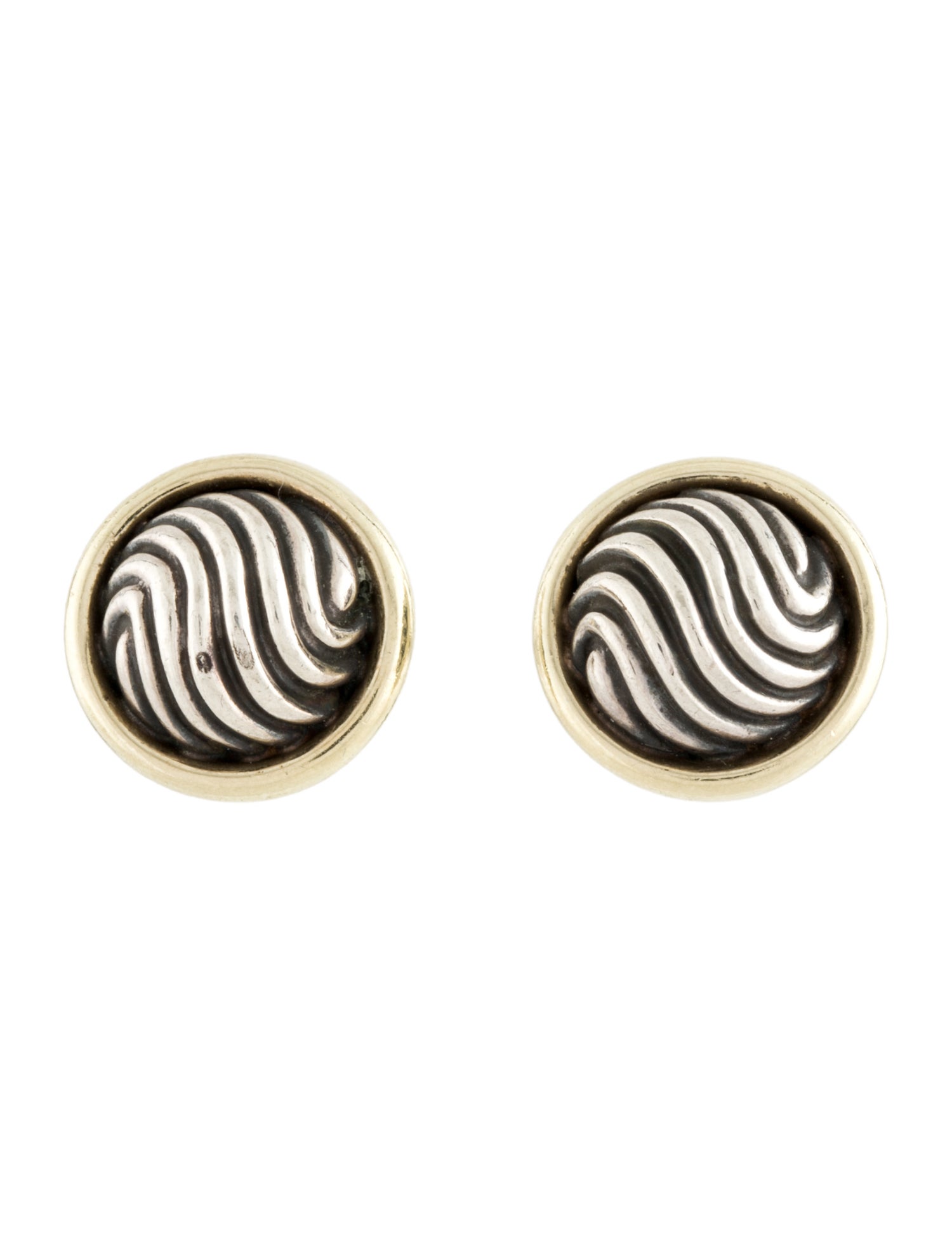 David Yurman Two-Tone Thoroughbred Cable Stud Earrings
