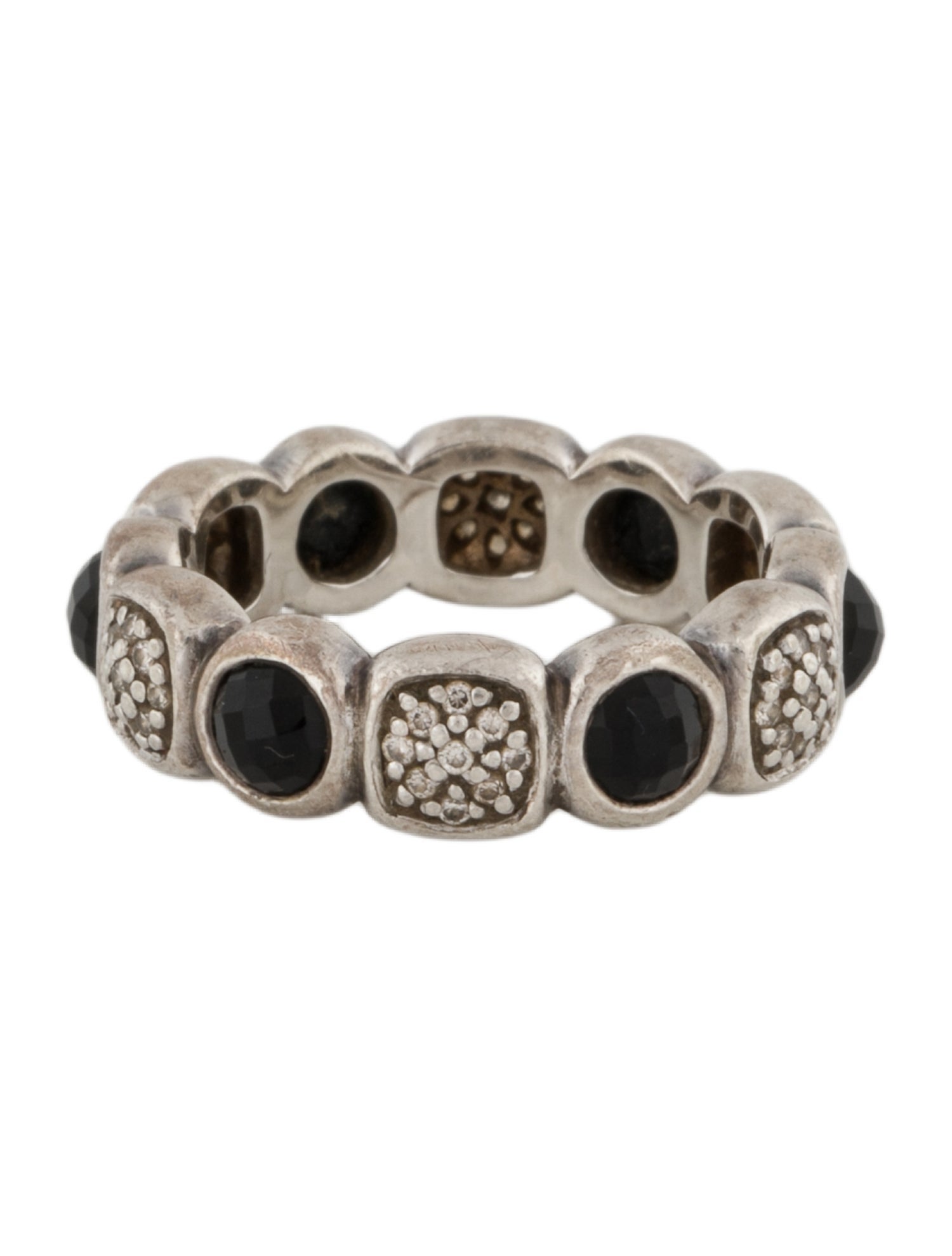 David Yurman Diamond & Onyx Chiclet Band