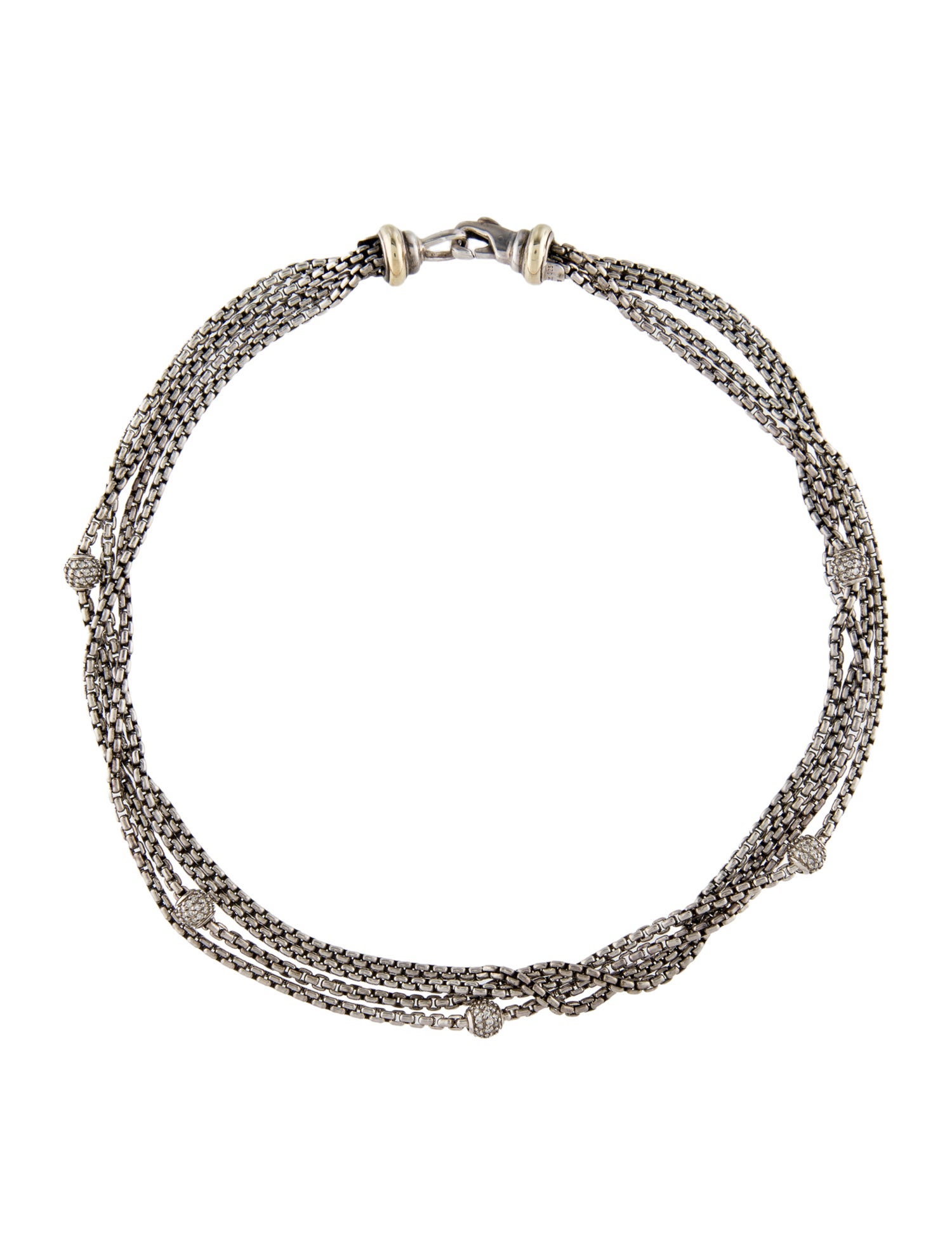 David Yurman Diamond Pavé Ball Four-Row Necklace