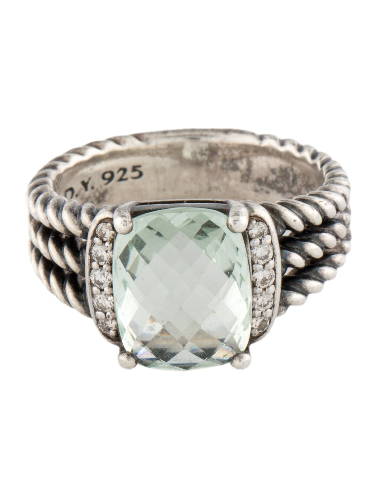 David Yurman Prasiolite & Diamond Petite Wheaton Ring