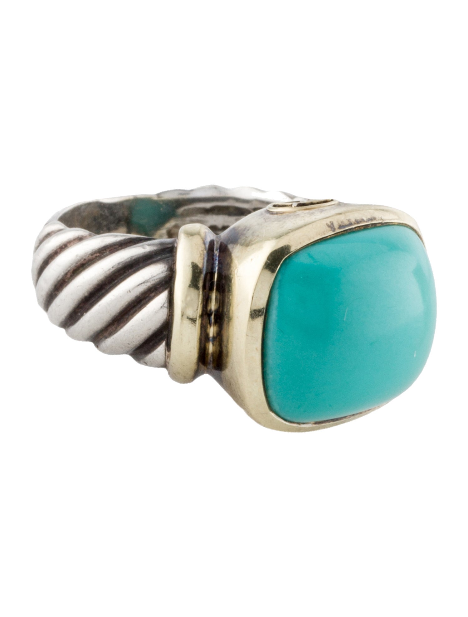 David Yurman Turquoise Two-Tone Cocktail Ring