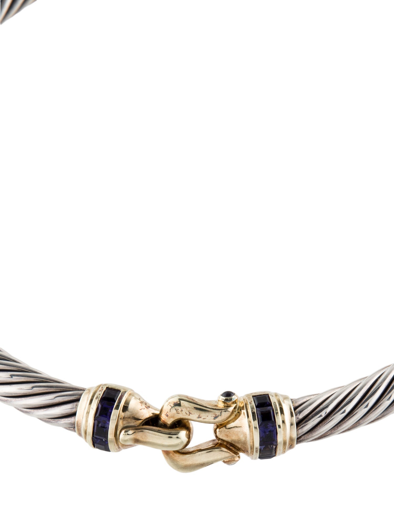 David Yurman Iolite Two-Tone Cable Buckle Collar Necklace