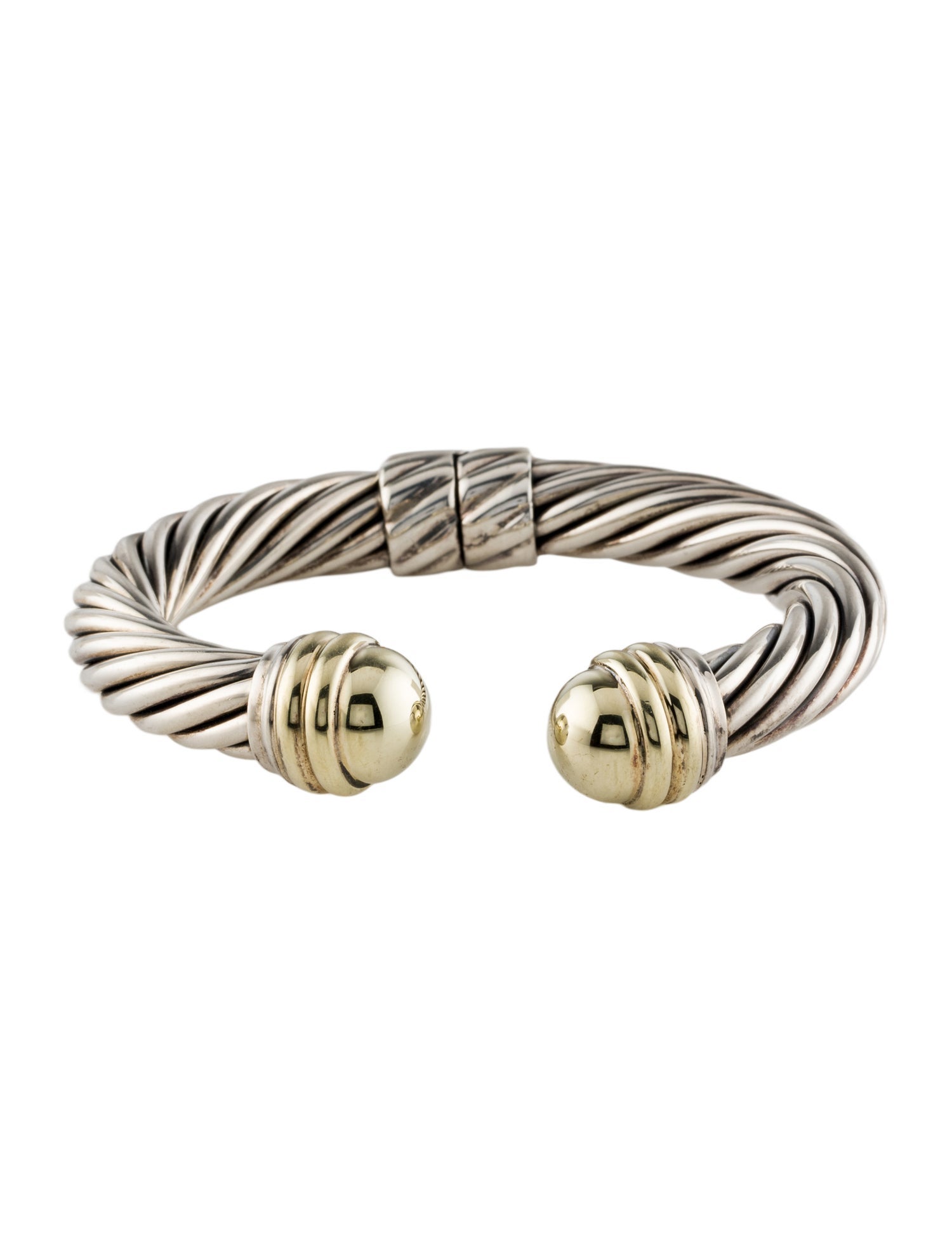 David Yurman Two-Tone Classic Cable Dome Hinged Cuff
