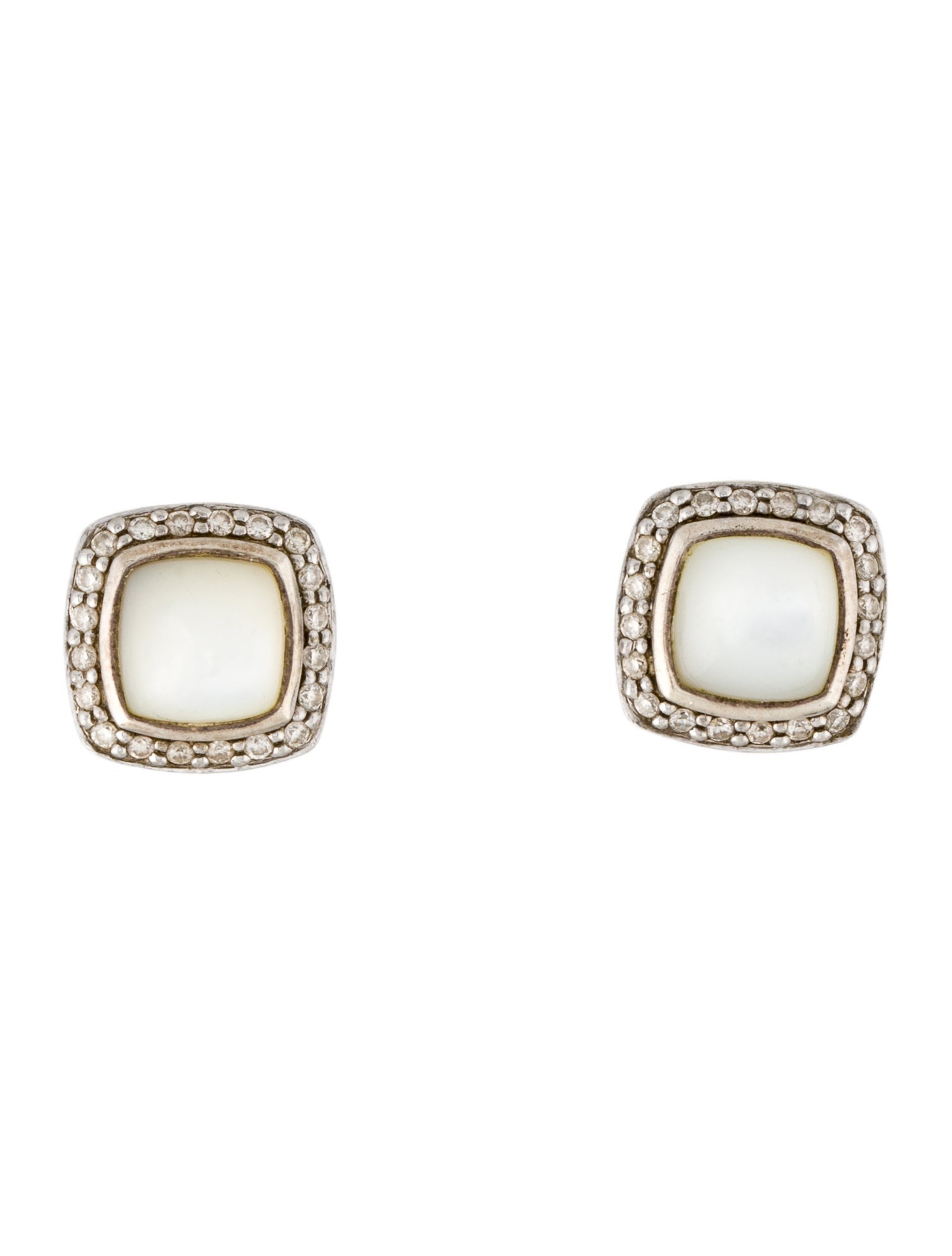 David Yurman Mother of Pearl & Diamond Albion Stud Earrings