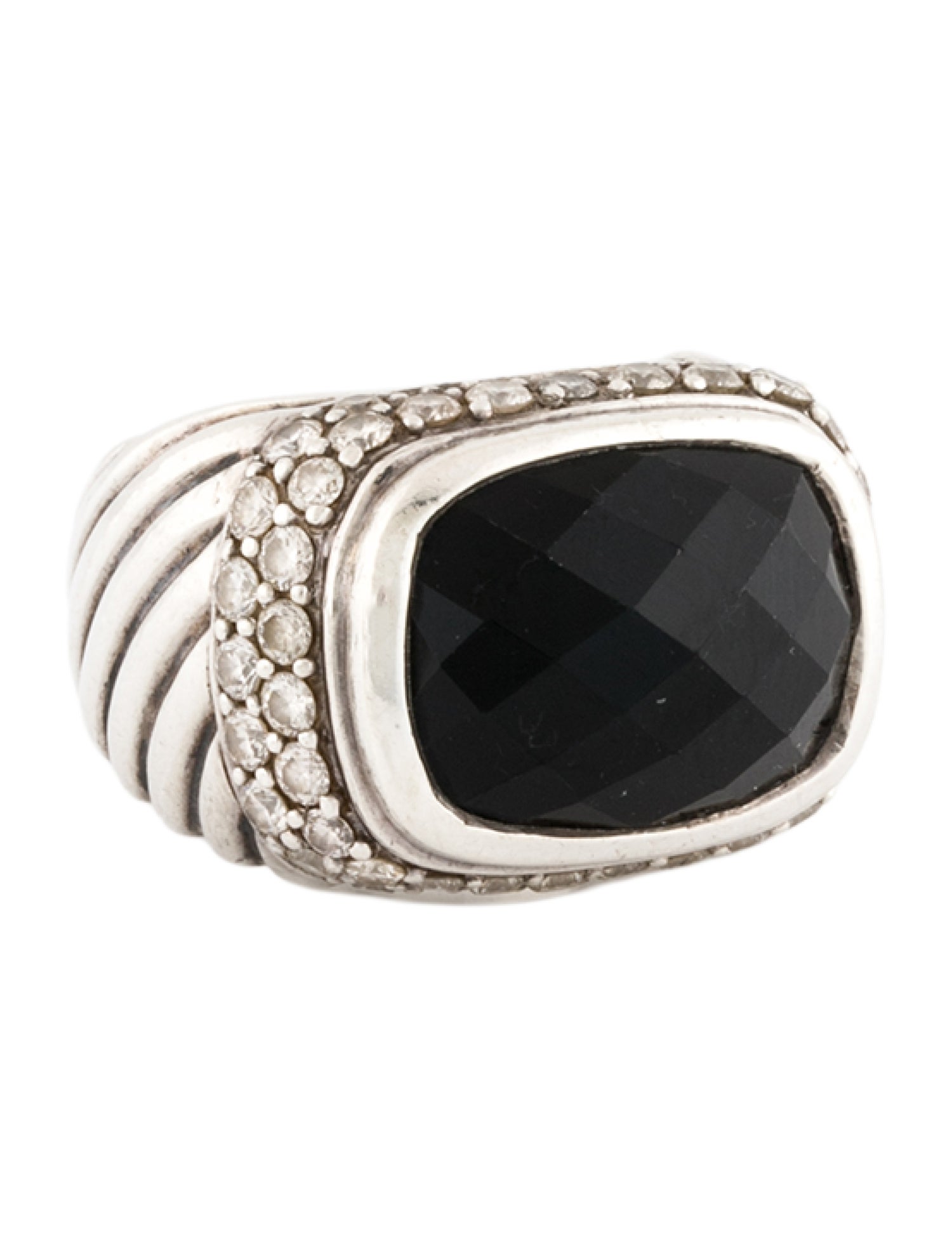 David Yurman Onyx & Diamond Waverly Cocktail Ring