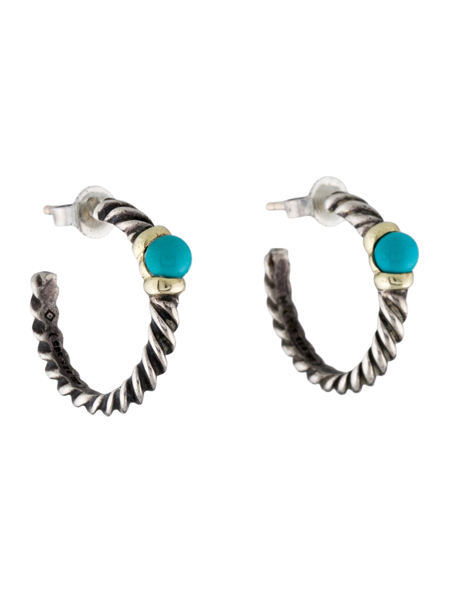 David Yurman Turquoise Cable Hoops