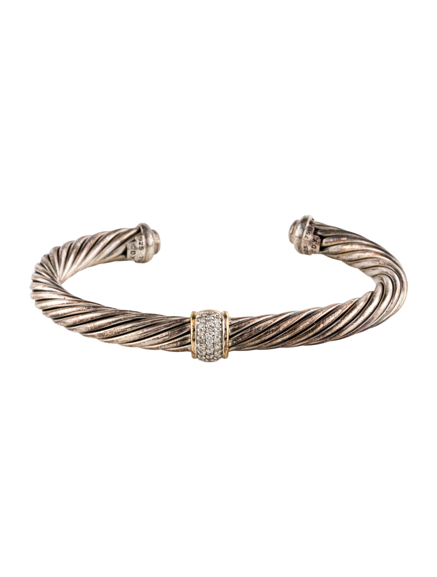 David Yurman Diamond Cable Cuff Bracelet