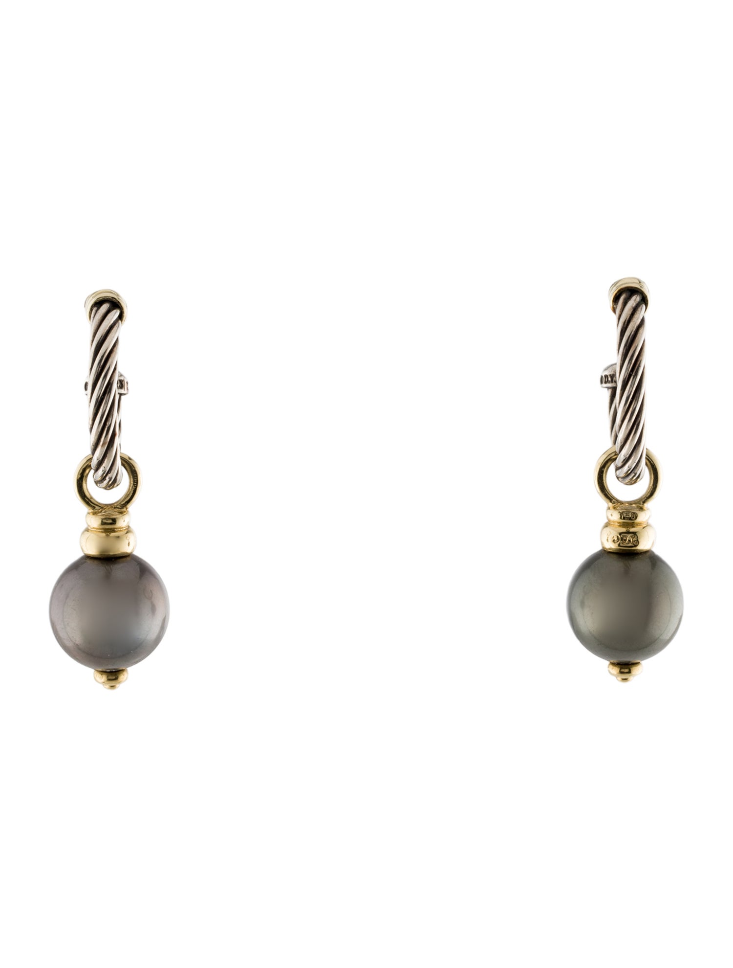 David Yurman Pearl Drop Convertible Hoop Earrings