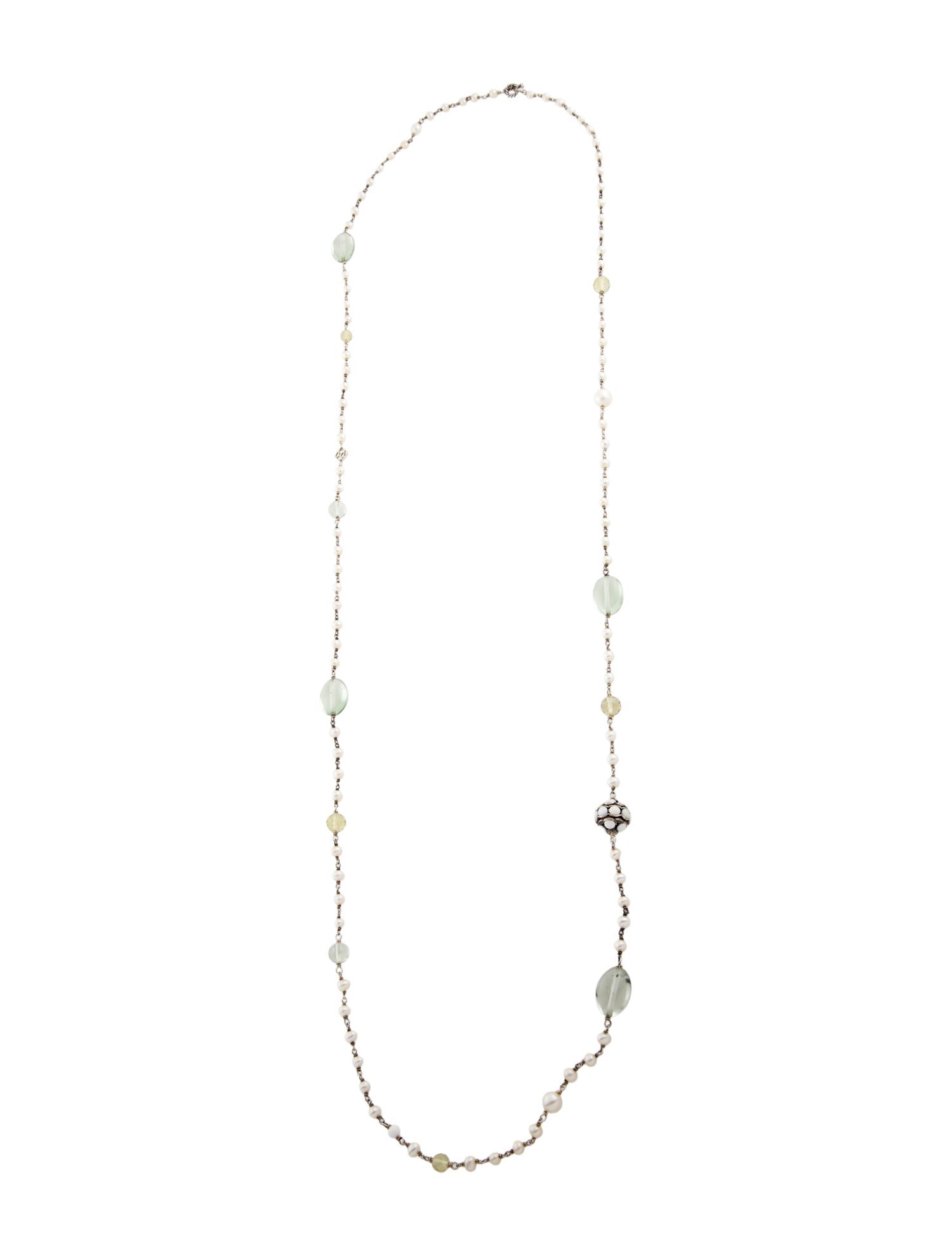 David Yurman Pearl, Citrine & Prasiolite Station Necklace