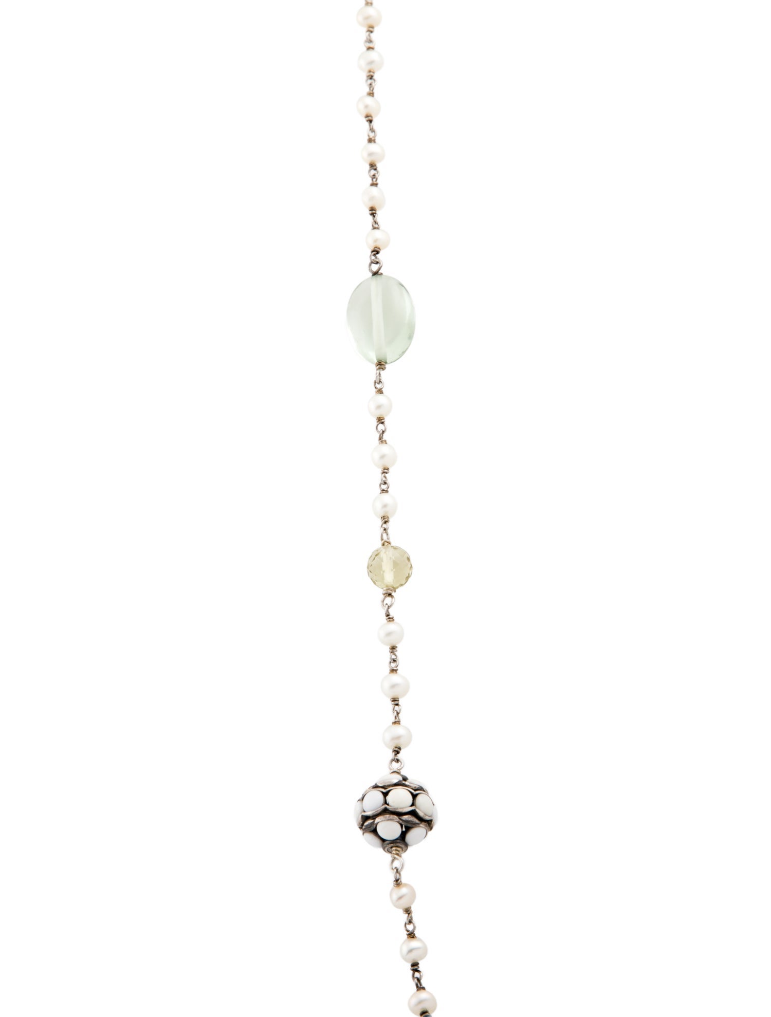 David Yurman Pearl, Citrine & Prasiolite Station Necklace