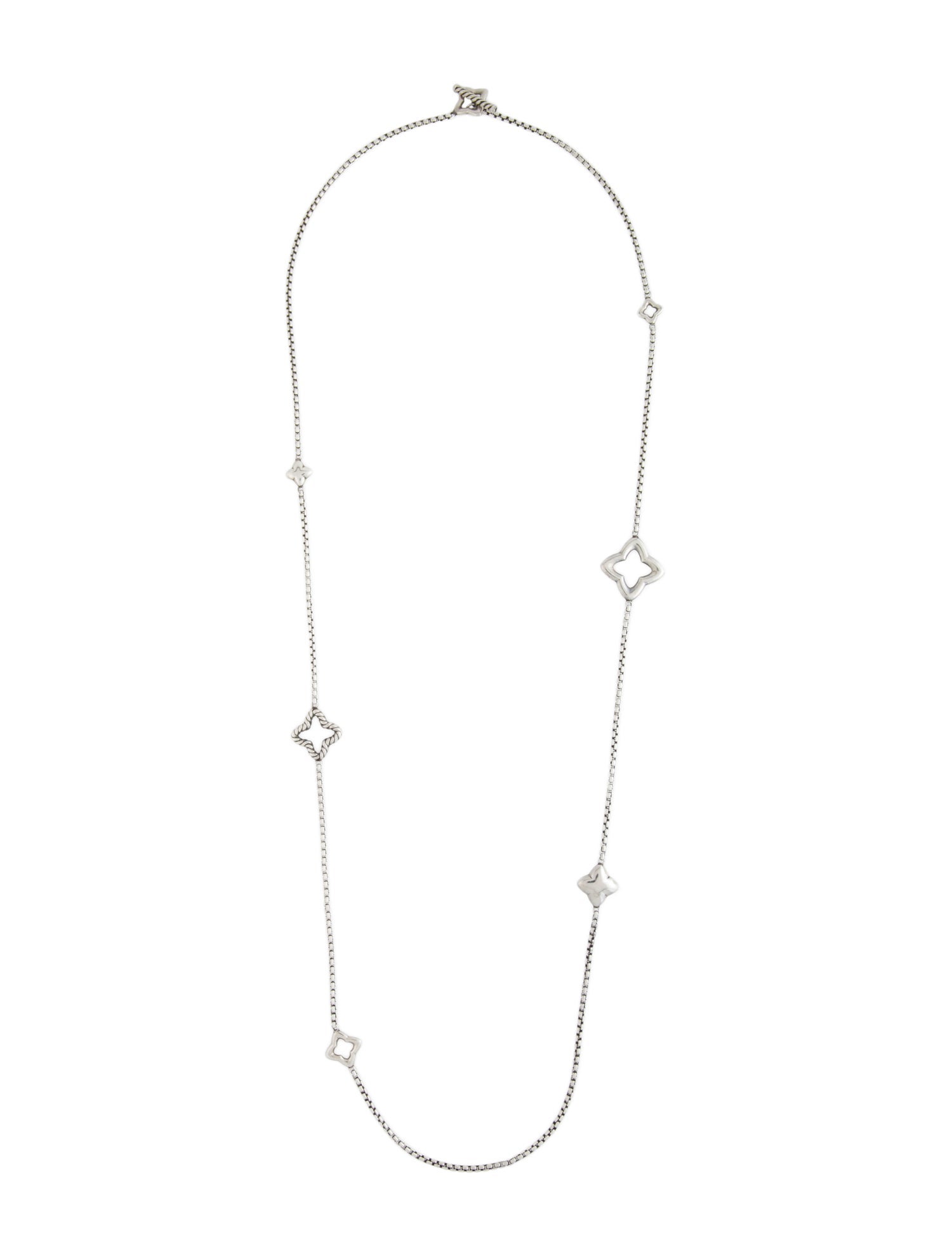 David Yurman Quatrefoil Box Chain Station Necklace