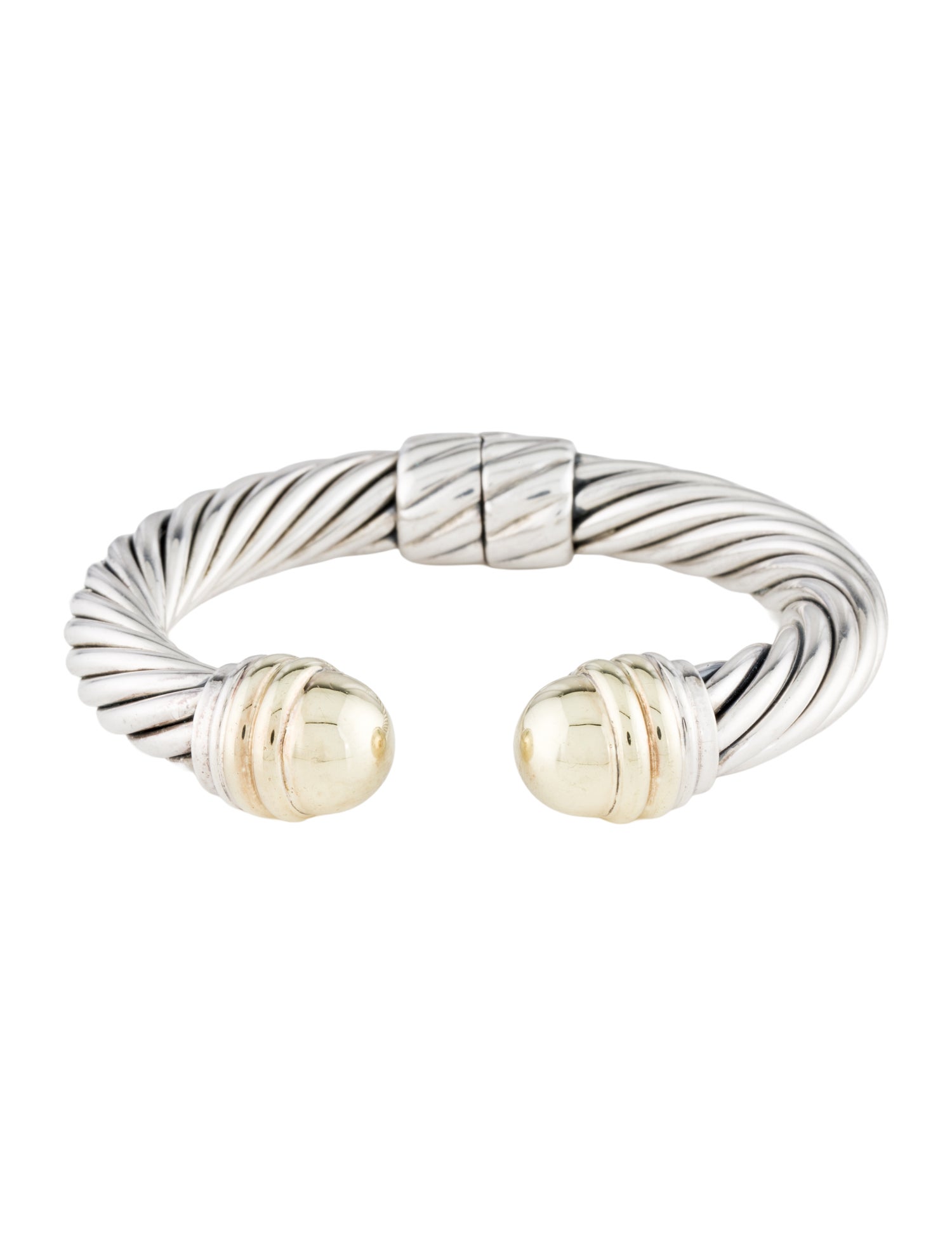 David Yurman Two-Tone Dome Cable Classic Hinged Cuff Bracelet