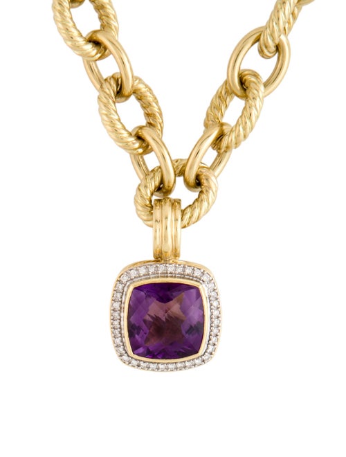 David Yurman 18K Amethyst & Diamond Albion Pendant Necklace