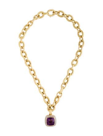 David Yurman 18K Amethyst & Diamond Albion Pendant Necklace