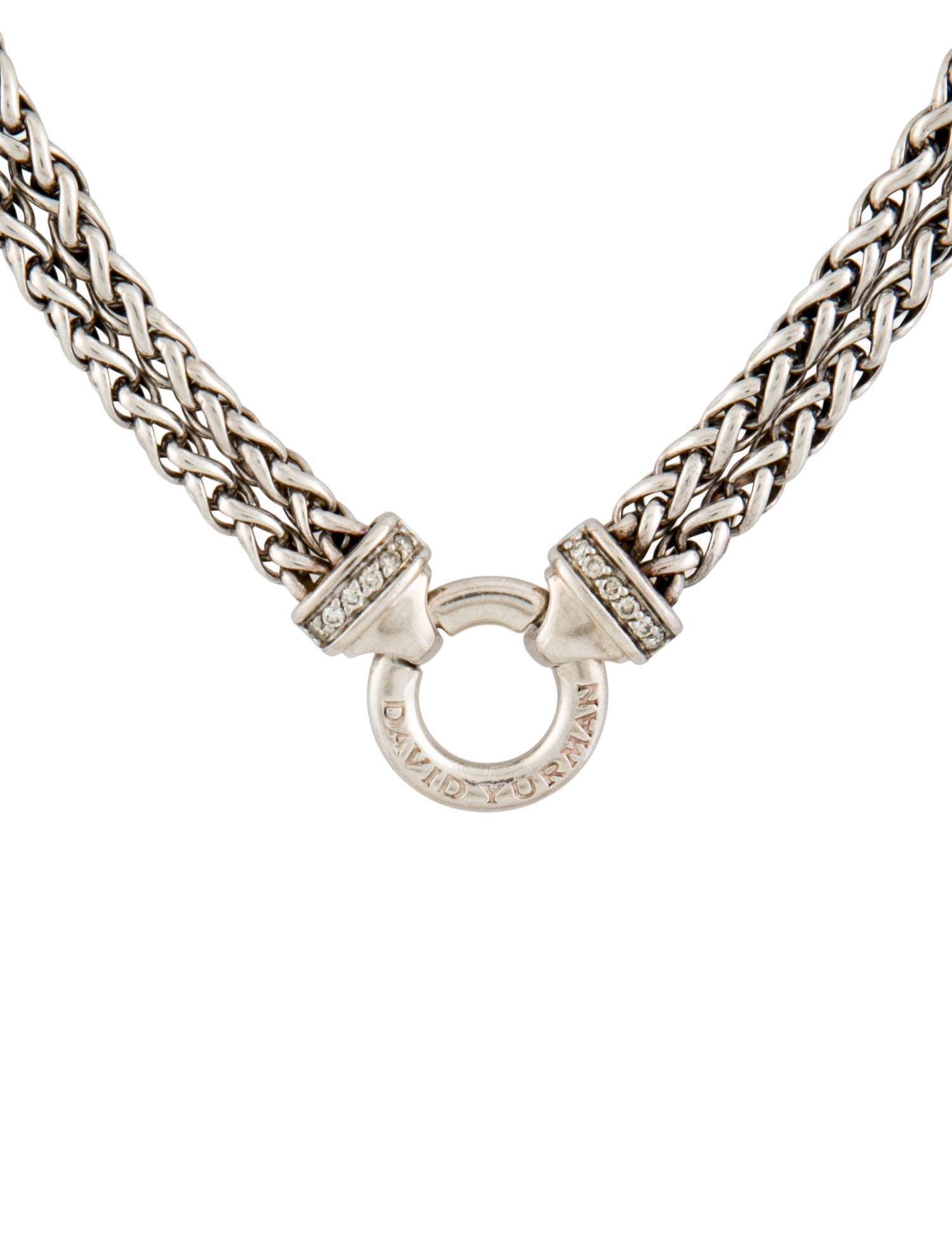 David Yurman Diamond Wheat Chain Double Strand Necklace