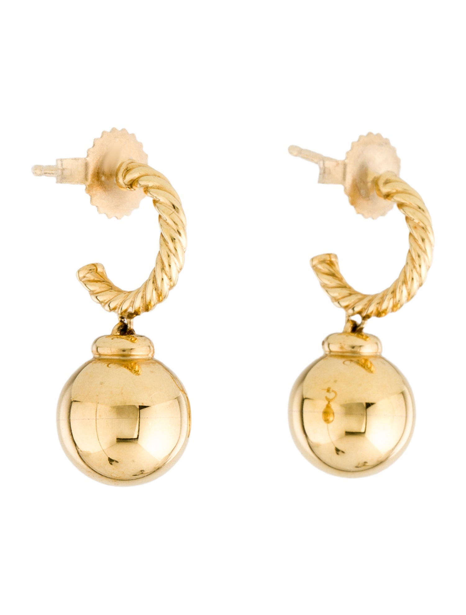 David Yurman 18K Solari Hoop Dome Drop Earrings