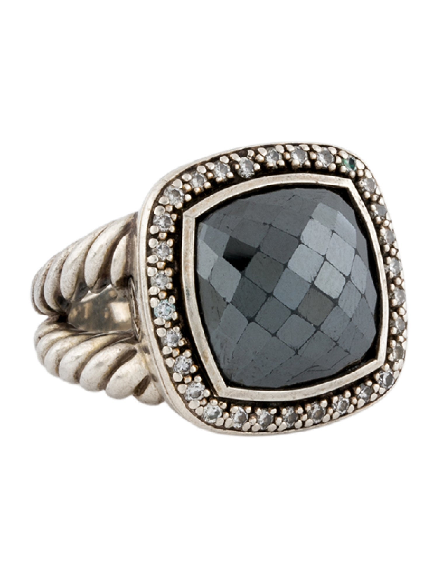 David Yurman Hematine & Diamond & Diamond Albion Cocktail Ring
