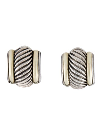 David Yurman Two-Tone Cable Earclip Earrings