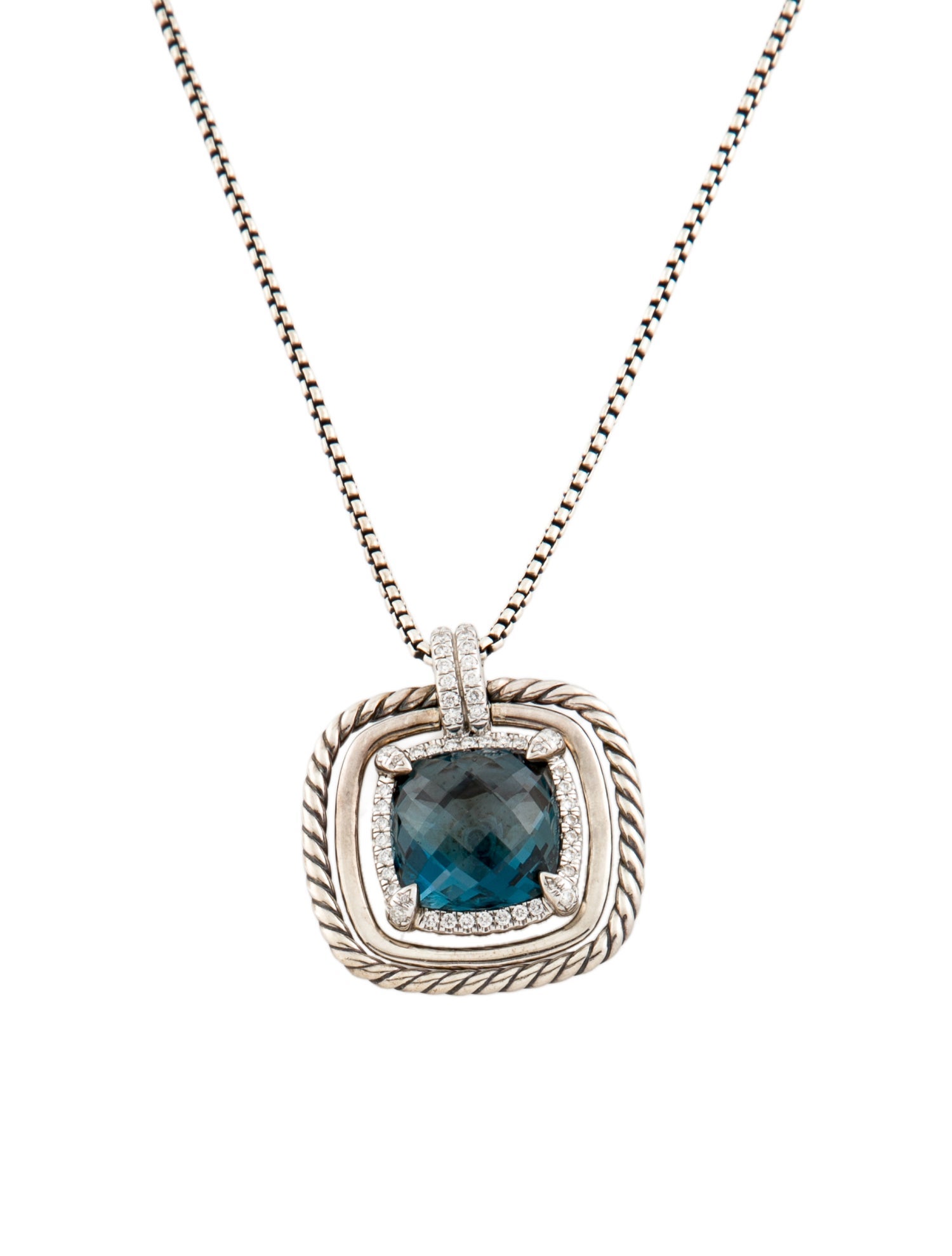 David Yurman Topaz & Diamond Châtelaine Pavé Bezel Pendant Necklace