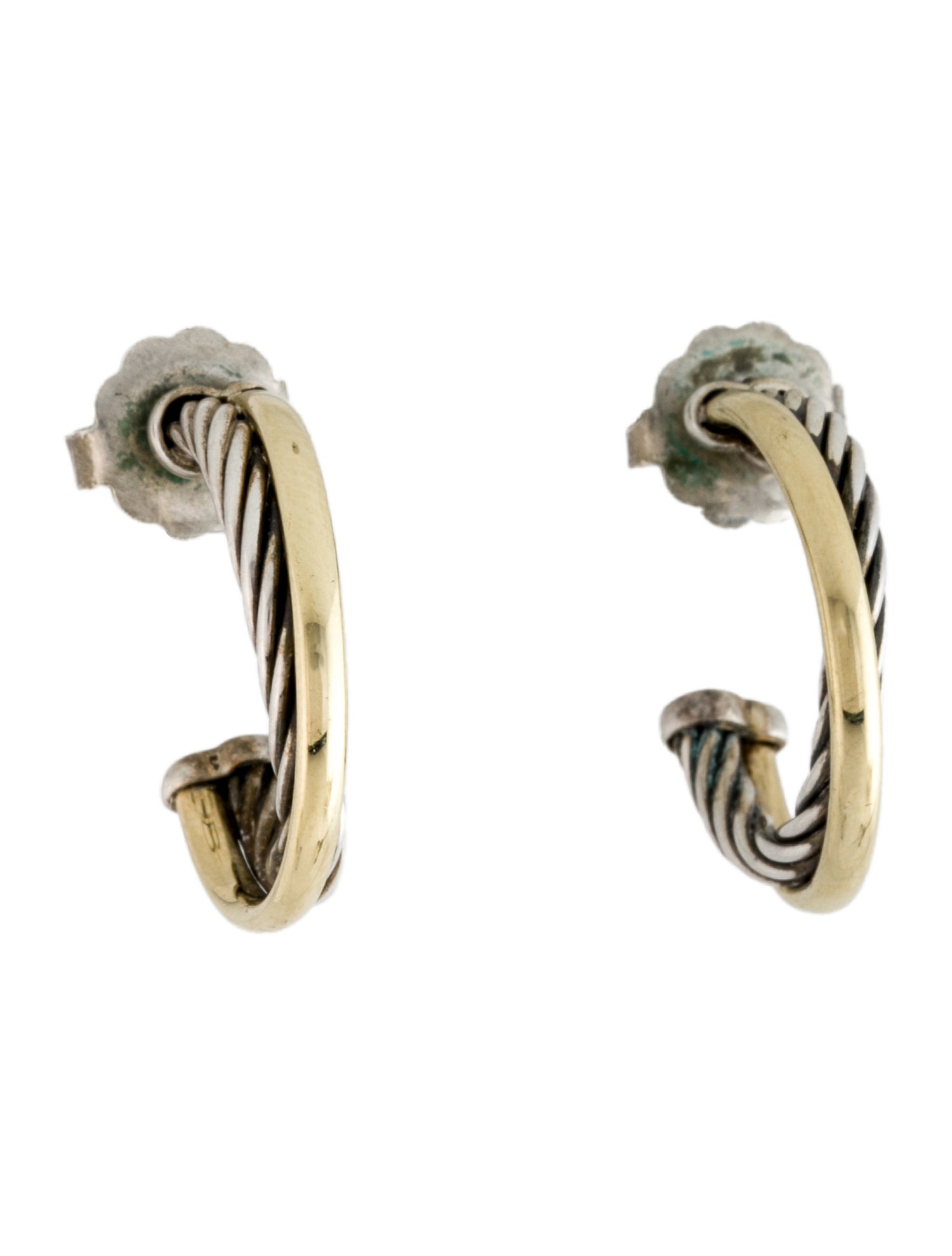 David Yurman Two-Tone Crossover Hoop Earrings