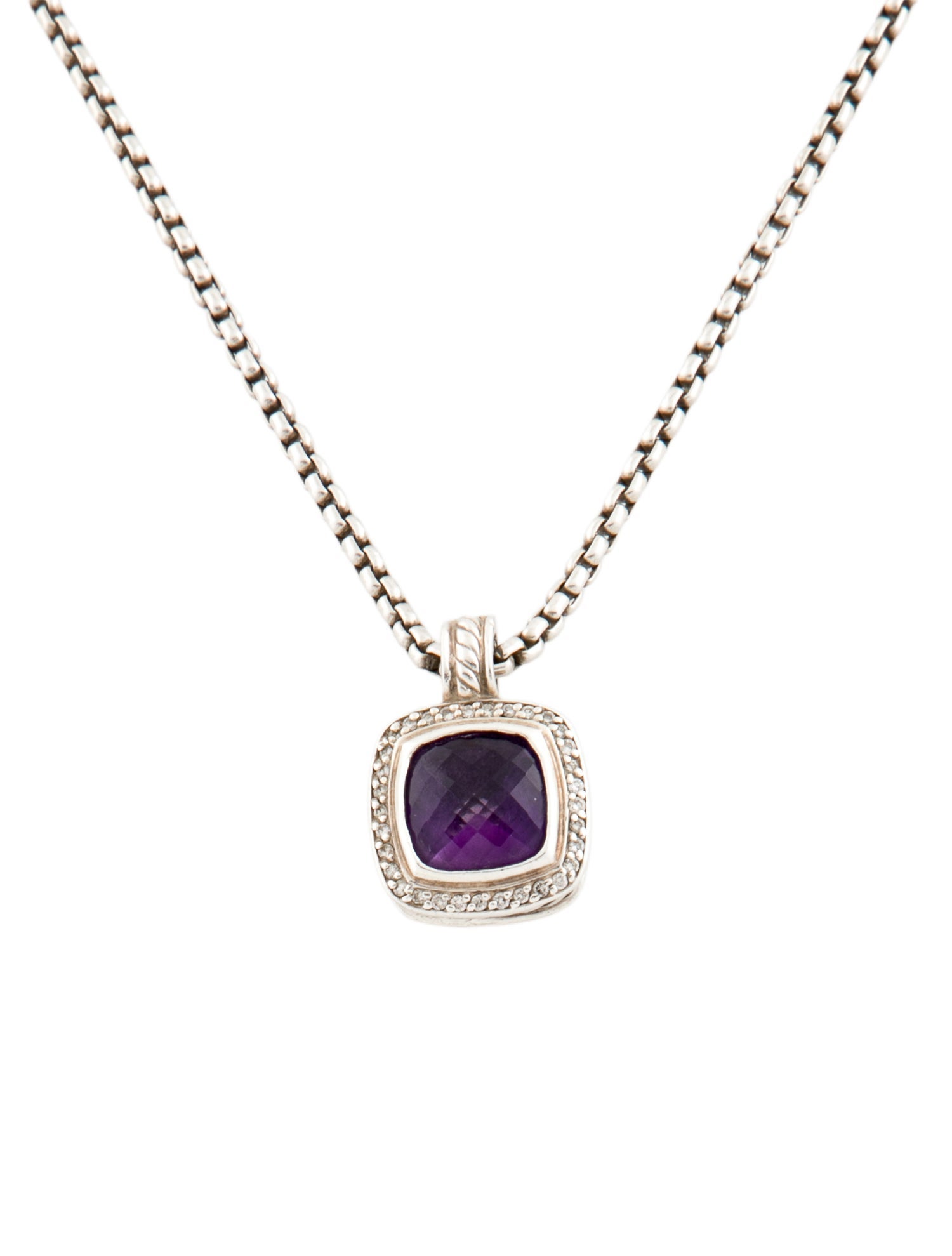 David Yurman Amethyst & Diamond Albion Enhancer Pendant Necklace