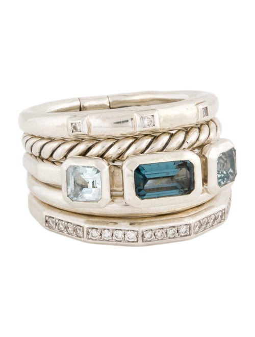 David Yurman Topaz & Diamond Stax Five Row Ring