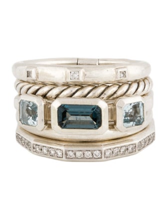 David Yurman Topaz & Diamond Stax Five Row Ring