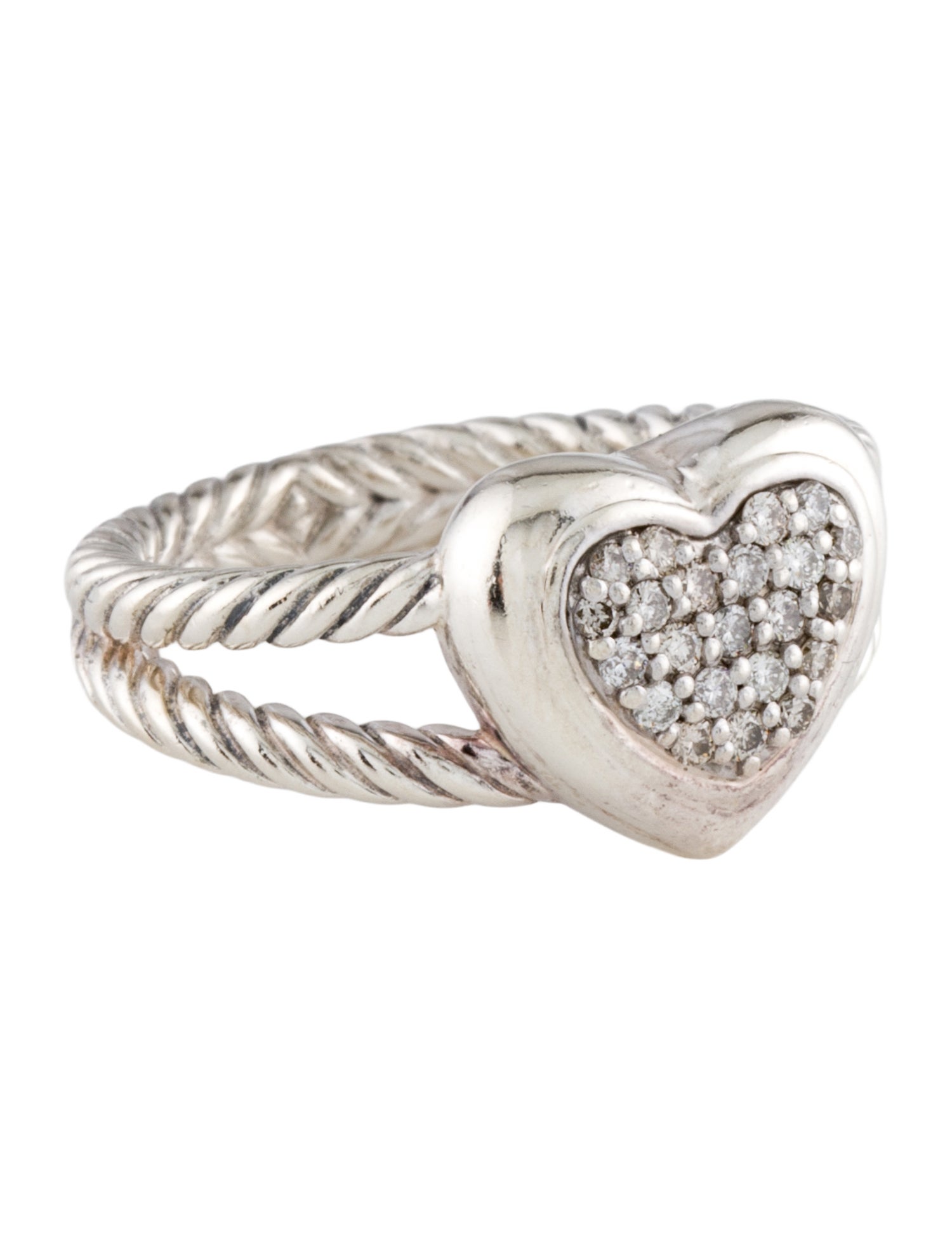 David Yurman Diamond Heart Cable Cocktail Ring