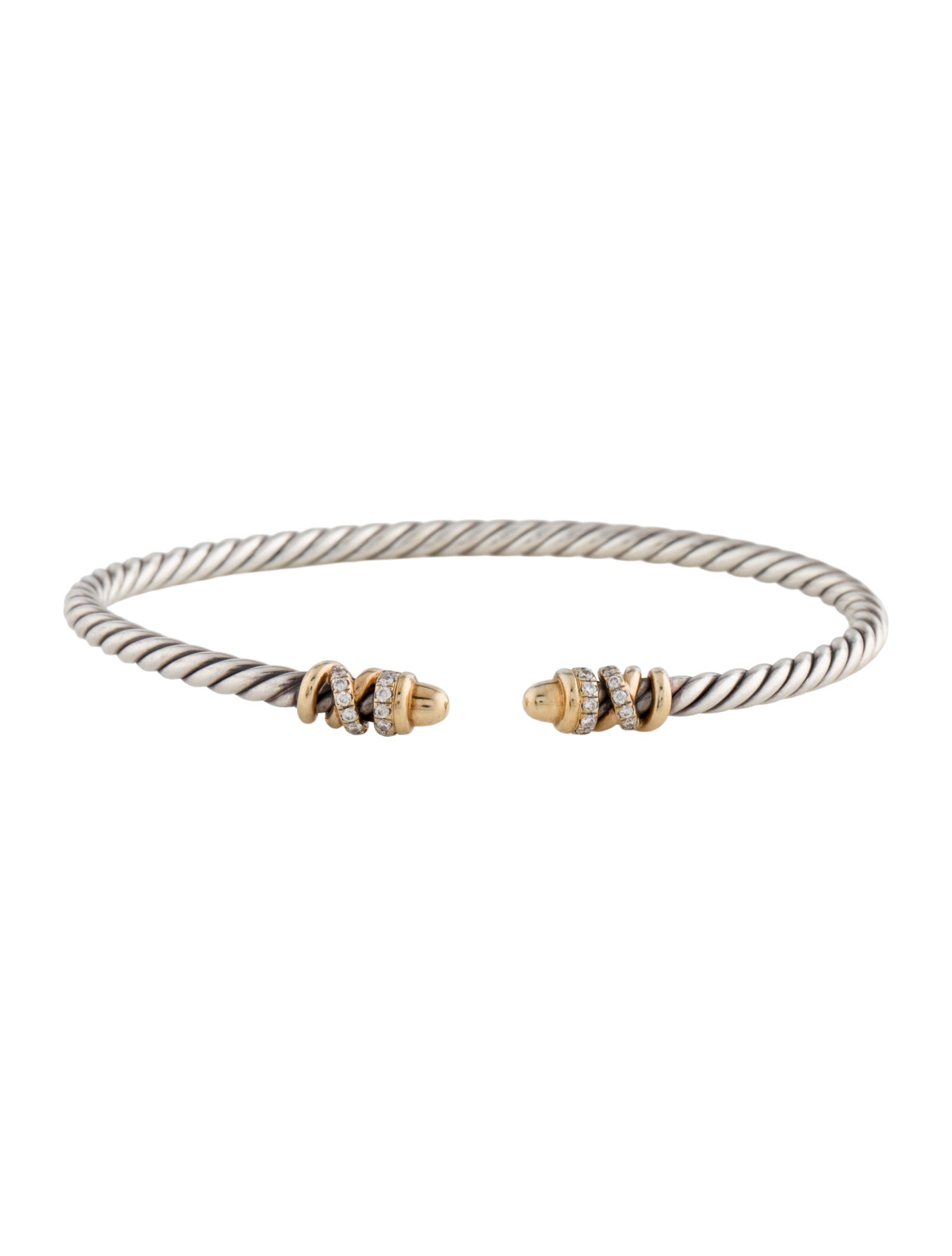 David Yurman Diamond Petite Helena Classic Cable Cuff Bracelet