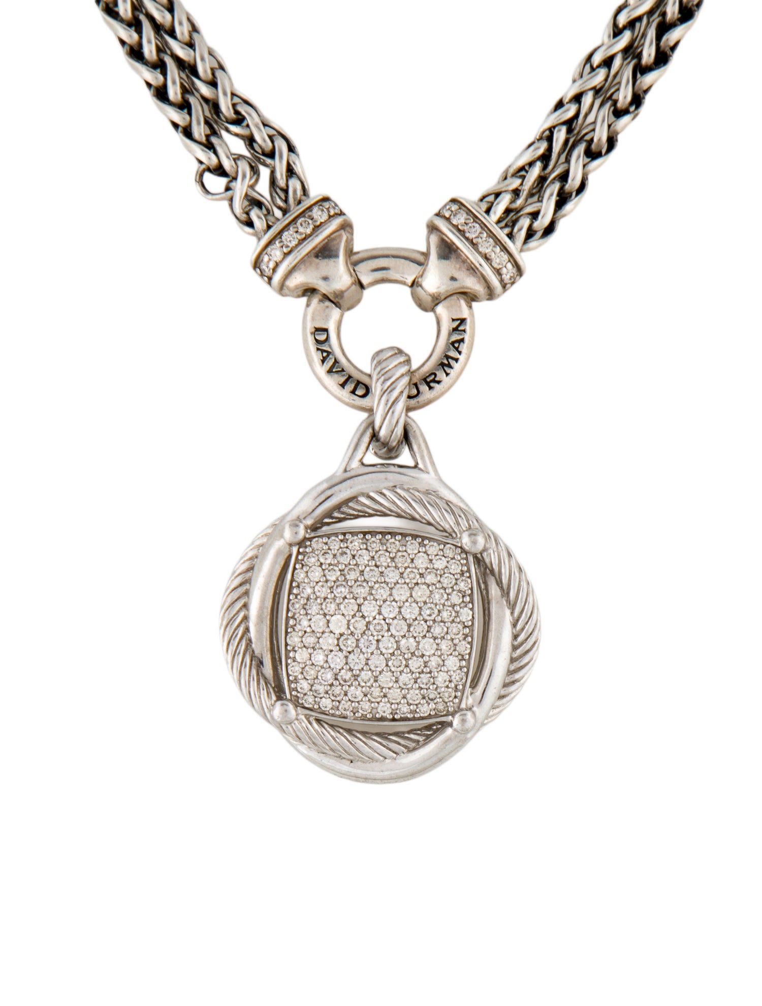 David Yurman Diamond Infinity Double Wheat Chain Pendant Necklace