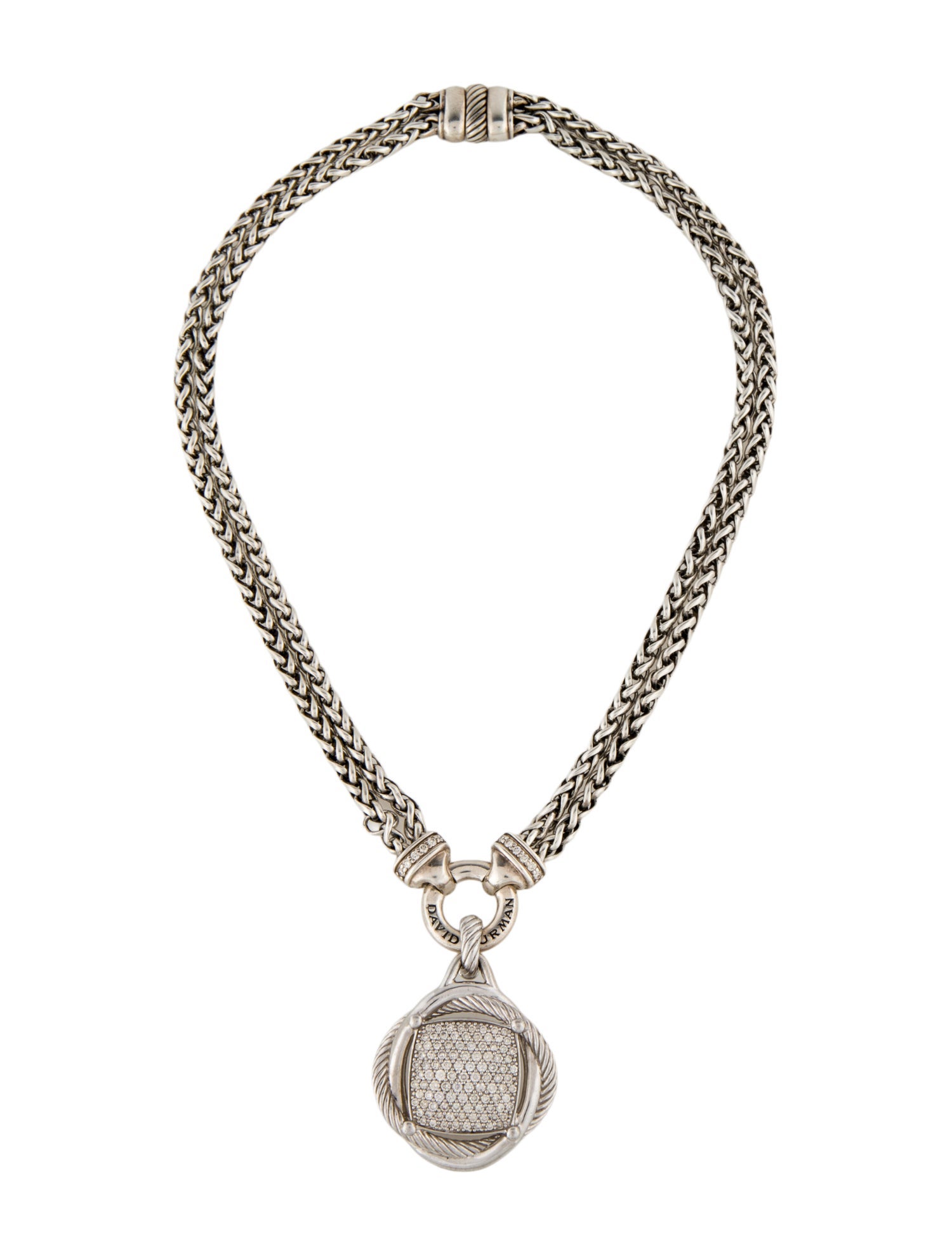 David Yurman Diamond Infinity Double Wheat Chain Pendant Necklace