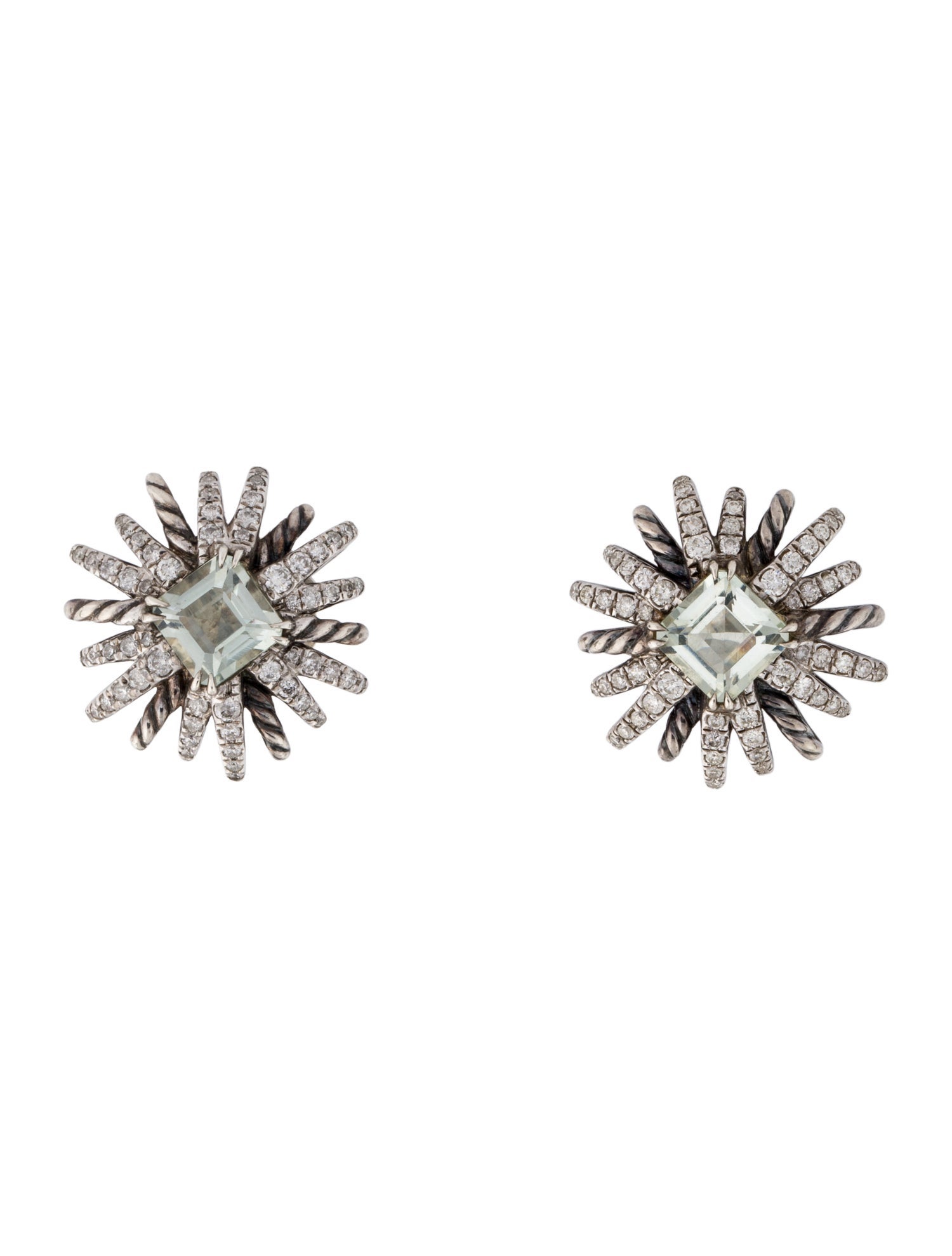 David Yurman Prasiolite & Diamond Starburst Stud Earrings